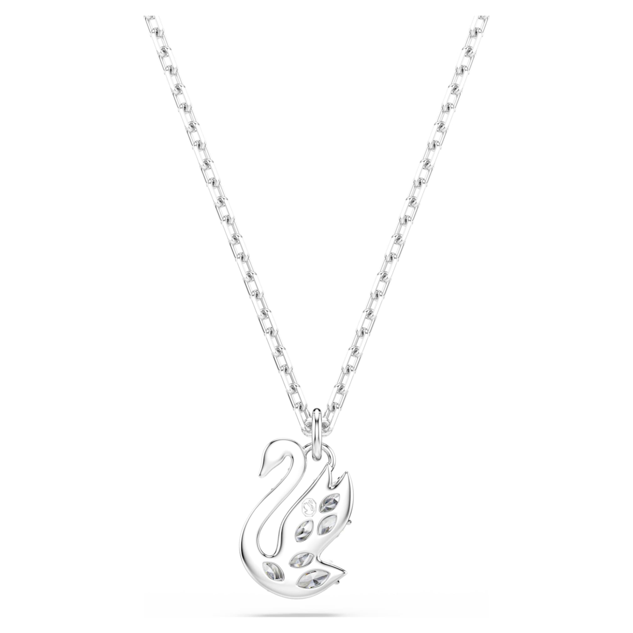 Swarovski Swan pendant Mixed cuts, Swan, White, Rhodium plated