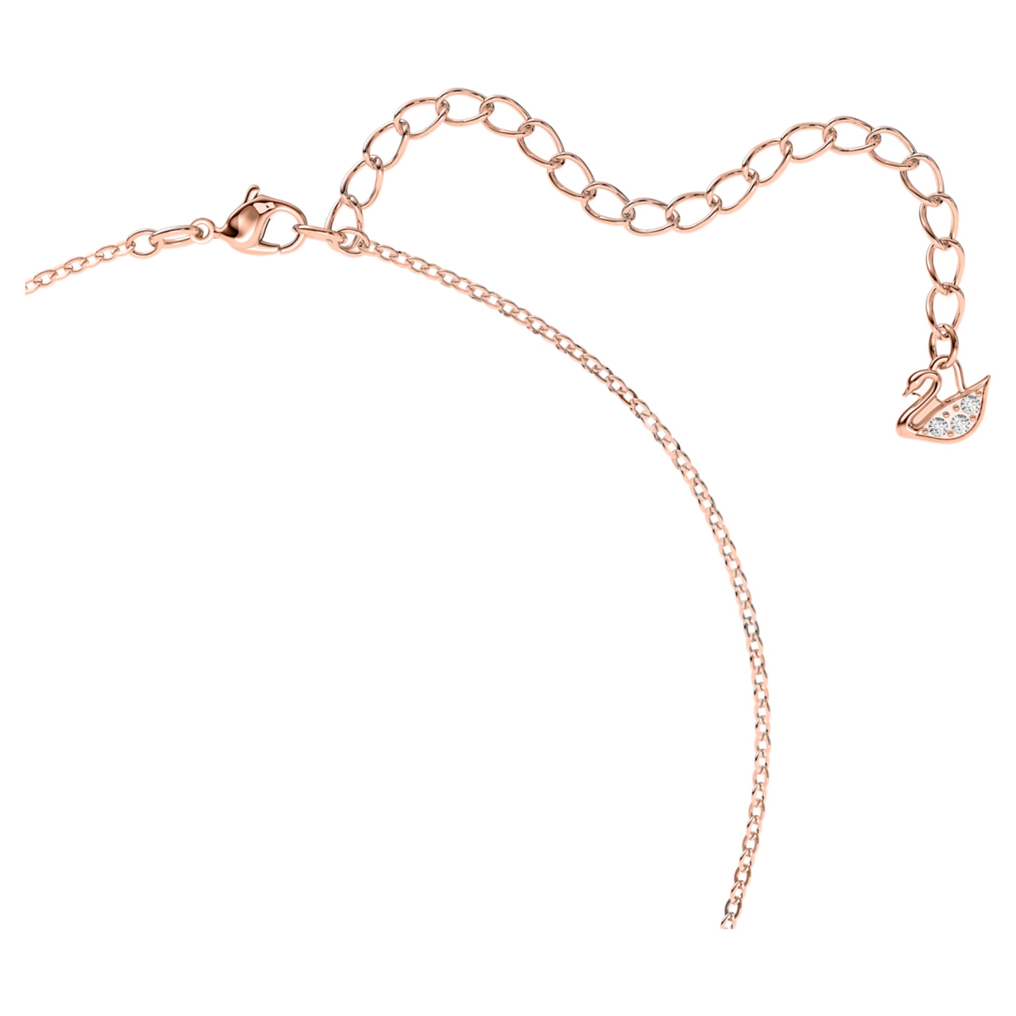 Swarovski Swan pendant Swan, Black, 18K rose gold finish