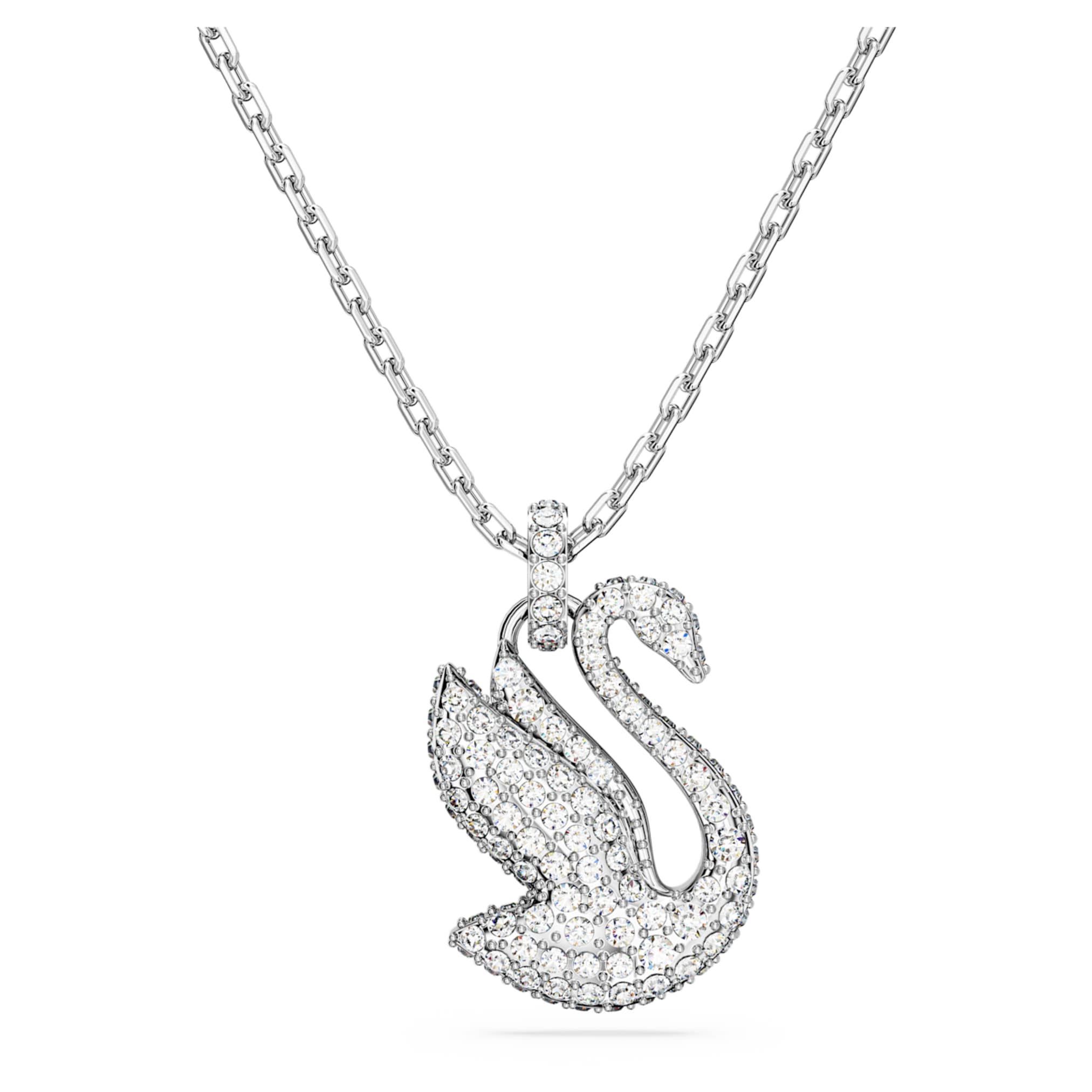 Swarovski Swan pendant Swan, Medium, White, Rhodium plated