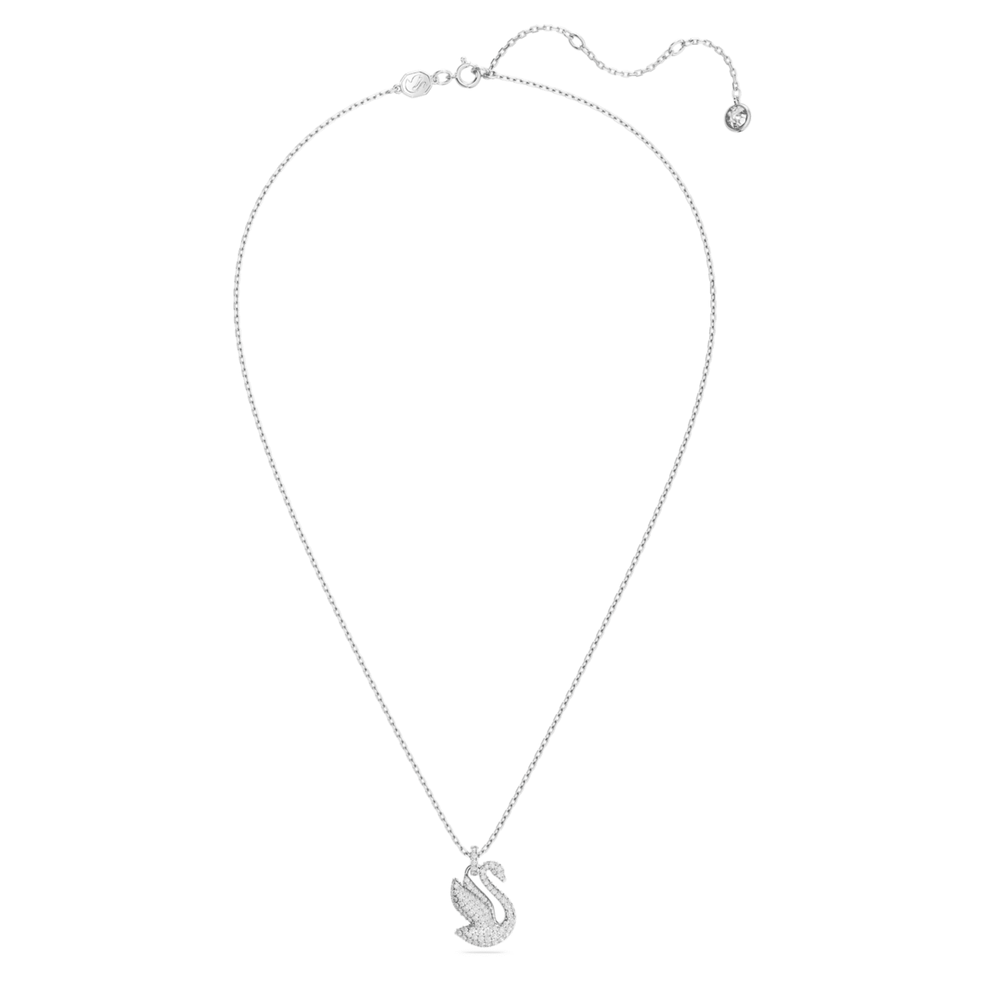 Swarovski Swan pendant Swan, Medium, White, Rhodium plated
