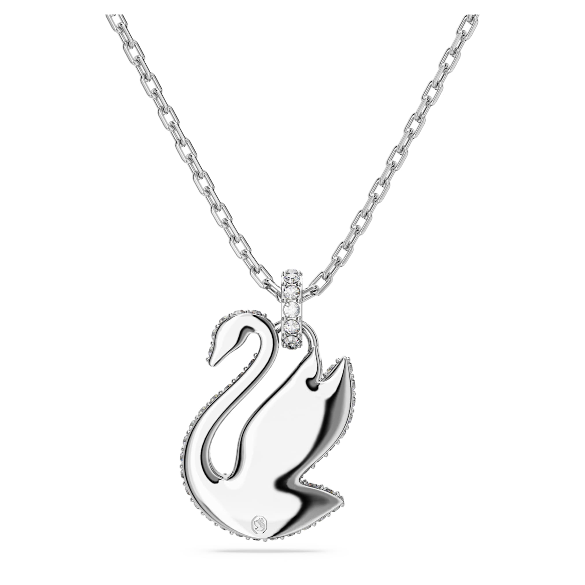 Swarovski Swan pendant Swan, Medium, White, Rhodium plated