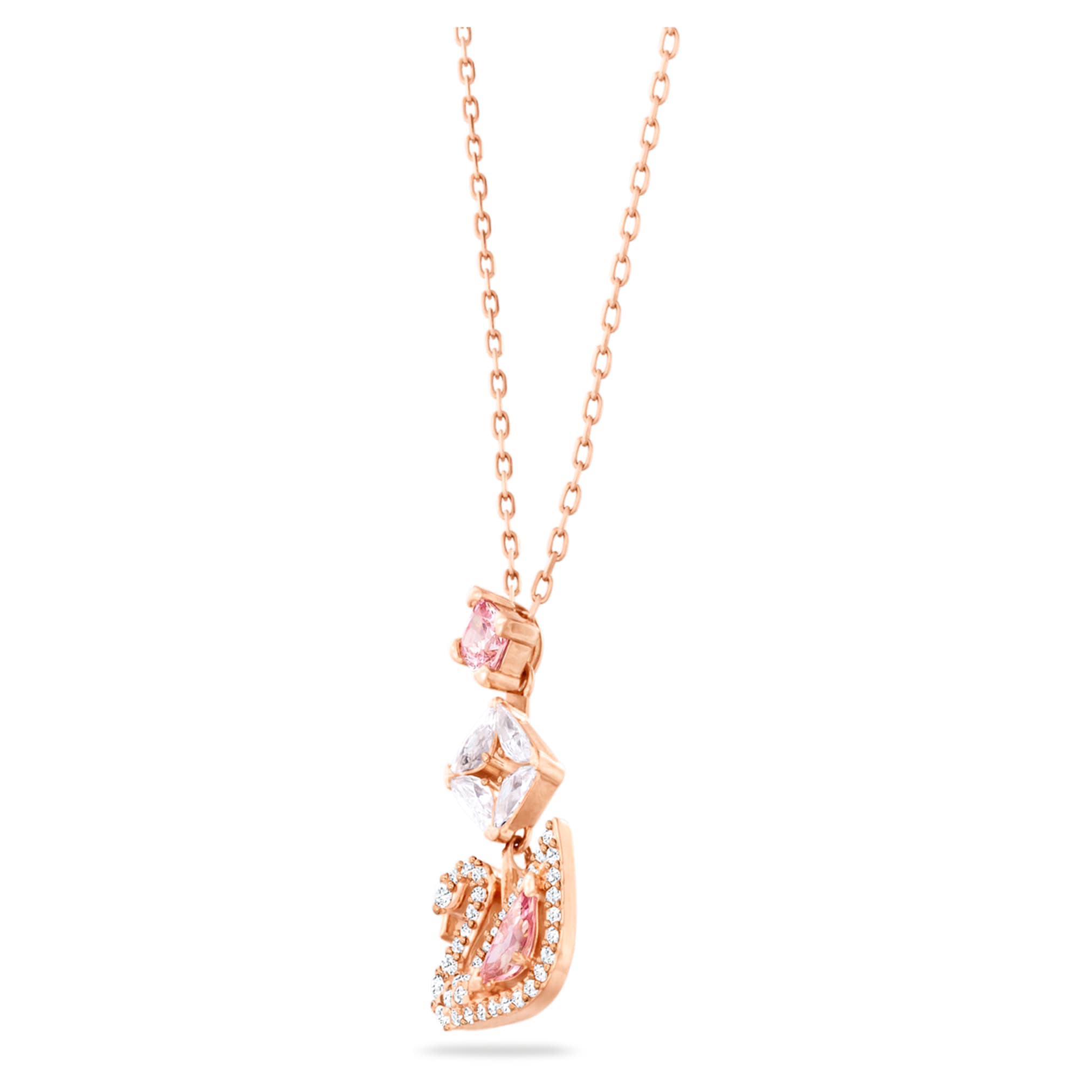 Swarovski Swan pendant Swan, Pink, 18K rose gold finish