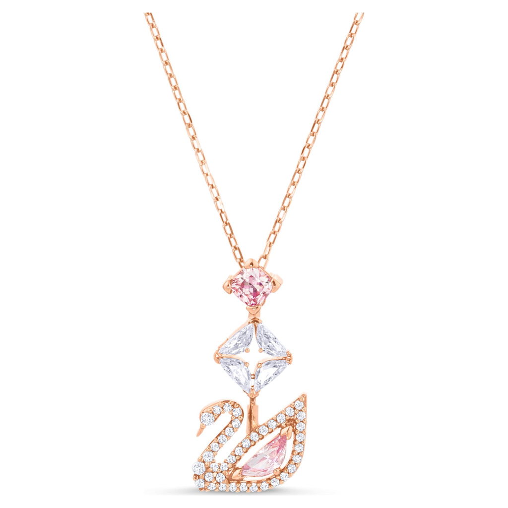 Swarovski Swan pendant Swan, Pink, 18K rose gold finish