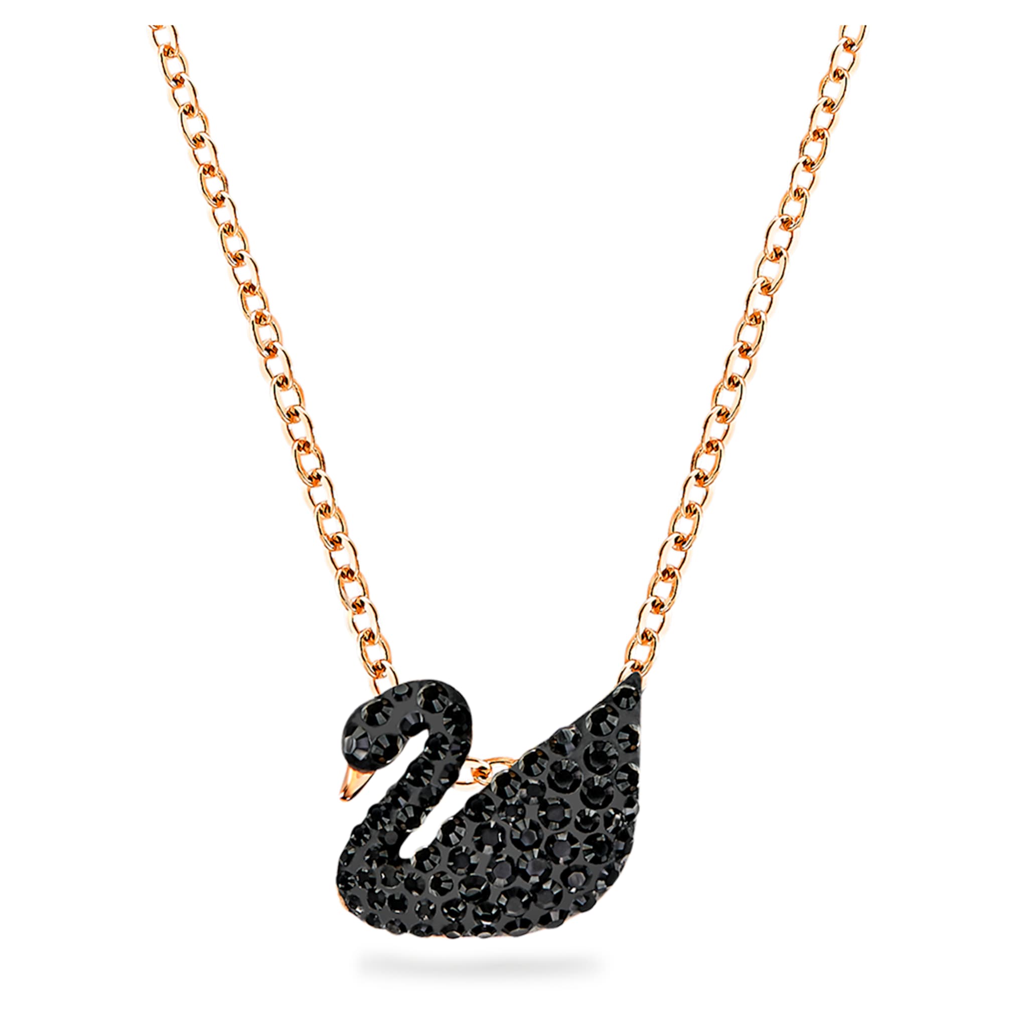 Swarovski Swan pendant Swan, Small, Black, 18K rose gold finish