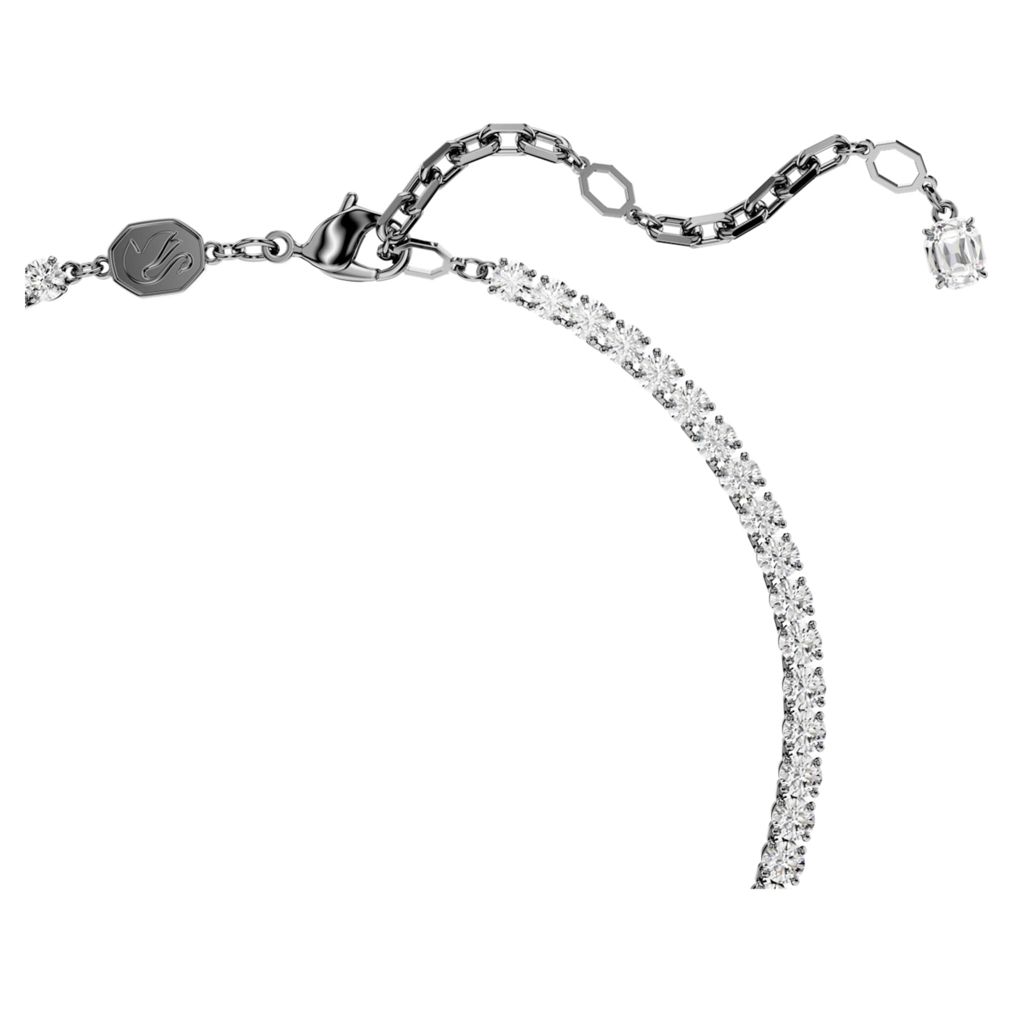 Swarovski Swan pendant and brooch Swan, White, Ruthenium plated