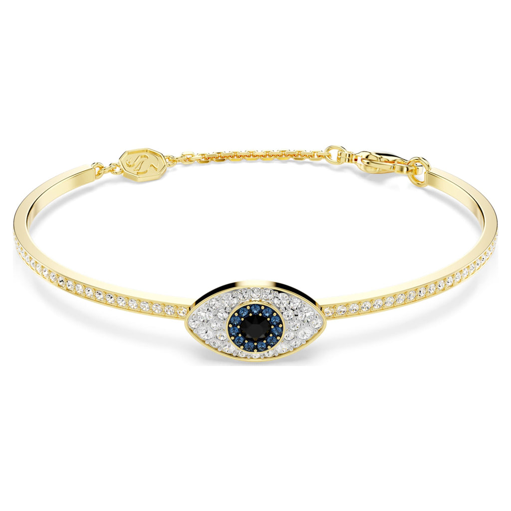 Swarovski Symbolica bangle Evil eye, Blue, 18K gold finish
