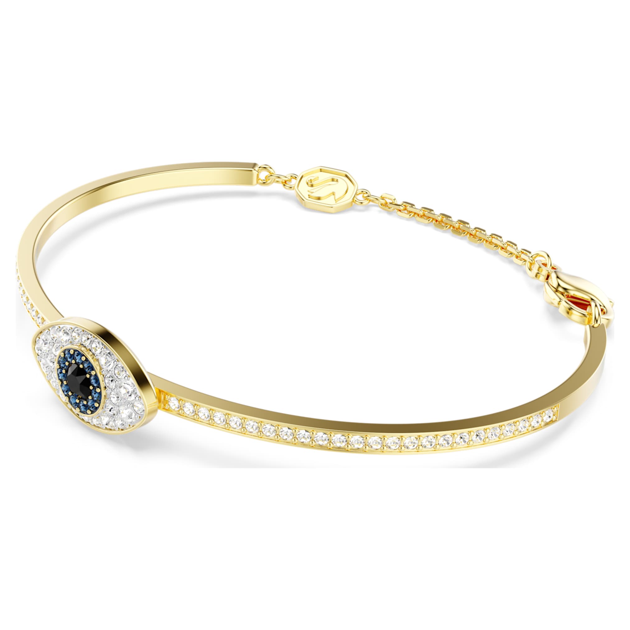 Swarovski Symbolica bangle Evil eye, Blue, 18K gold finish