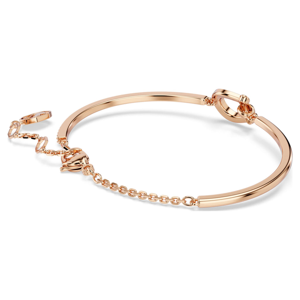 Swarovski Symbolica bangle Pavé, Horse shoe, White, 18K rose gold finish