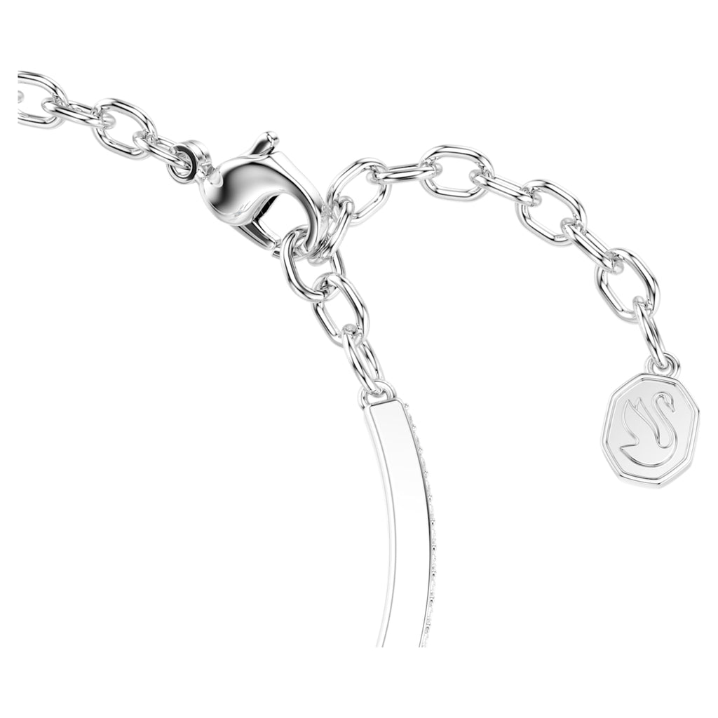 Swarovski Symbolica bangle Round cut, Pavé, Horse shoe, Blue, Rhodium plated