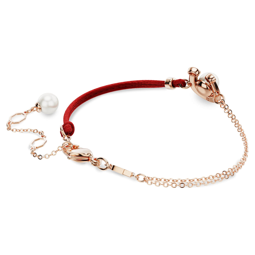 Swarovski Symbolica bracelet Crystal pearl, Pavé, Horse shoe, White, 18K rose gold finish