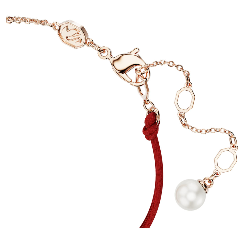 Swarovski Symbolica bracelet Crystal pearl, Pavé, Horse shoe, White, 18K rose gold finish