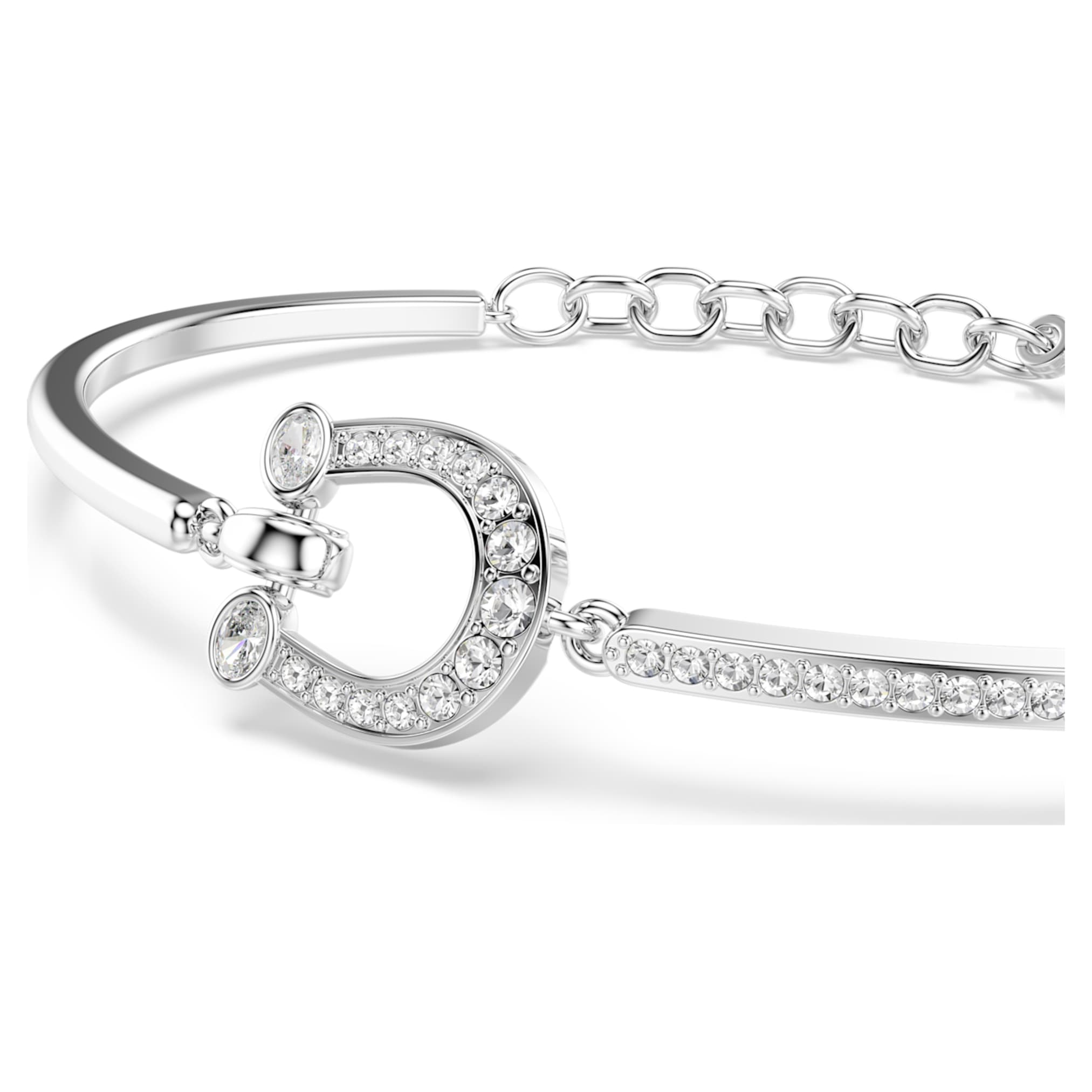 Swarovski Symbolica bracelet Pavé, Horse shoe, White, Rhodium plated