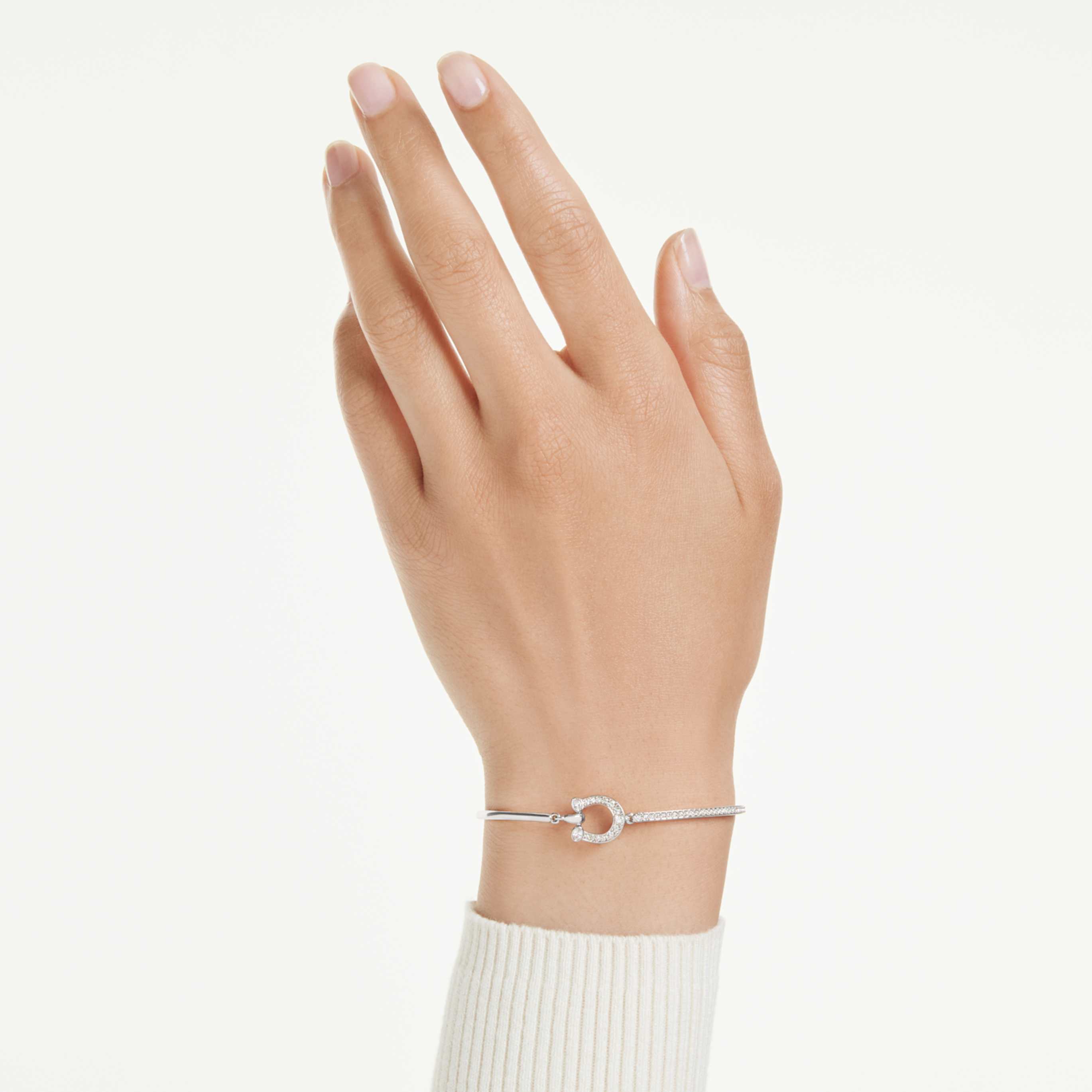 Swarovski Symbolica bracelet Pavé, Horse shoe, White, Rhodium plated