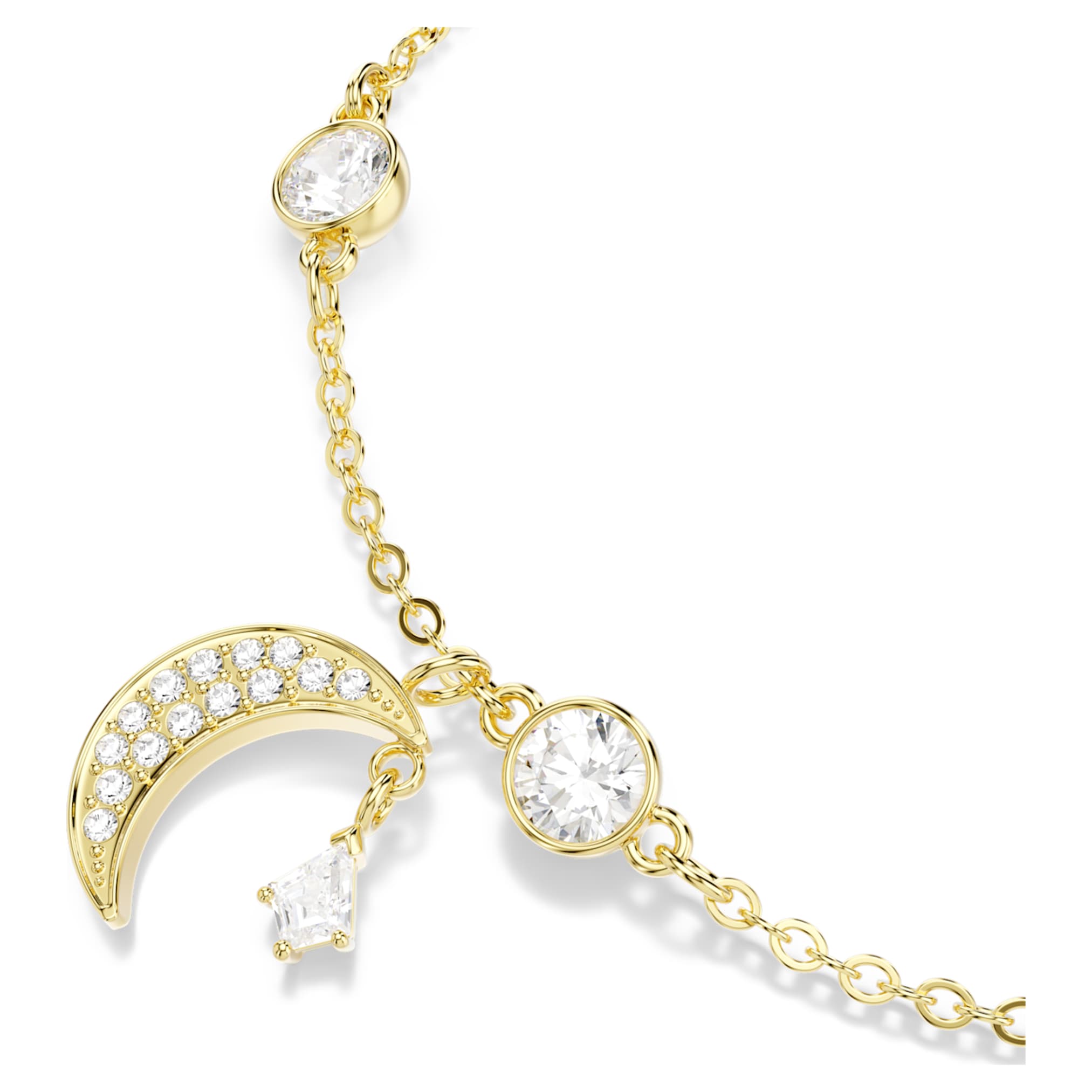 Swarovski Symbolica bracelet Round cut, Moon, White, 18K gold finish