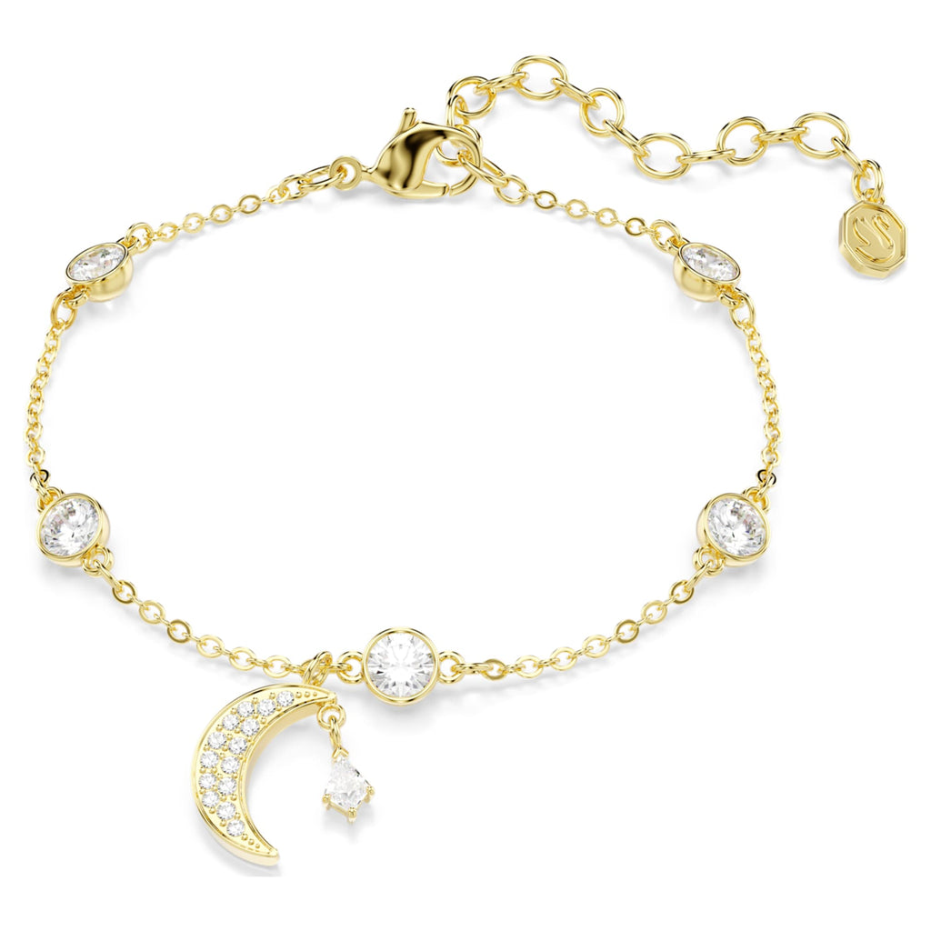 Swarovski Symbolica bracelet Round cut, Moon, White, 18K gold finish