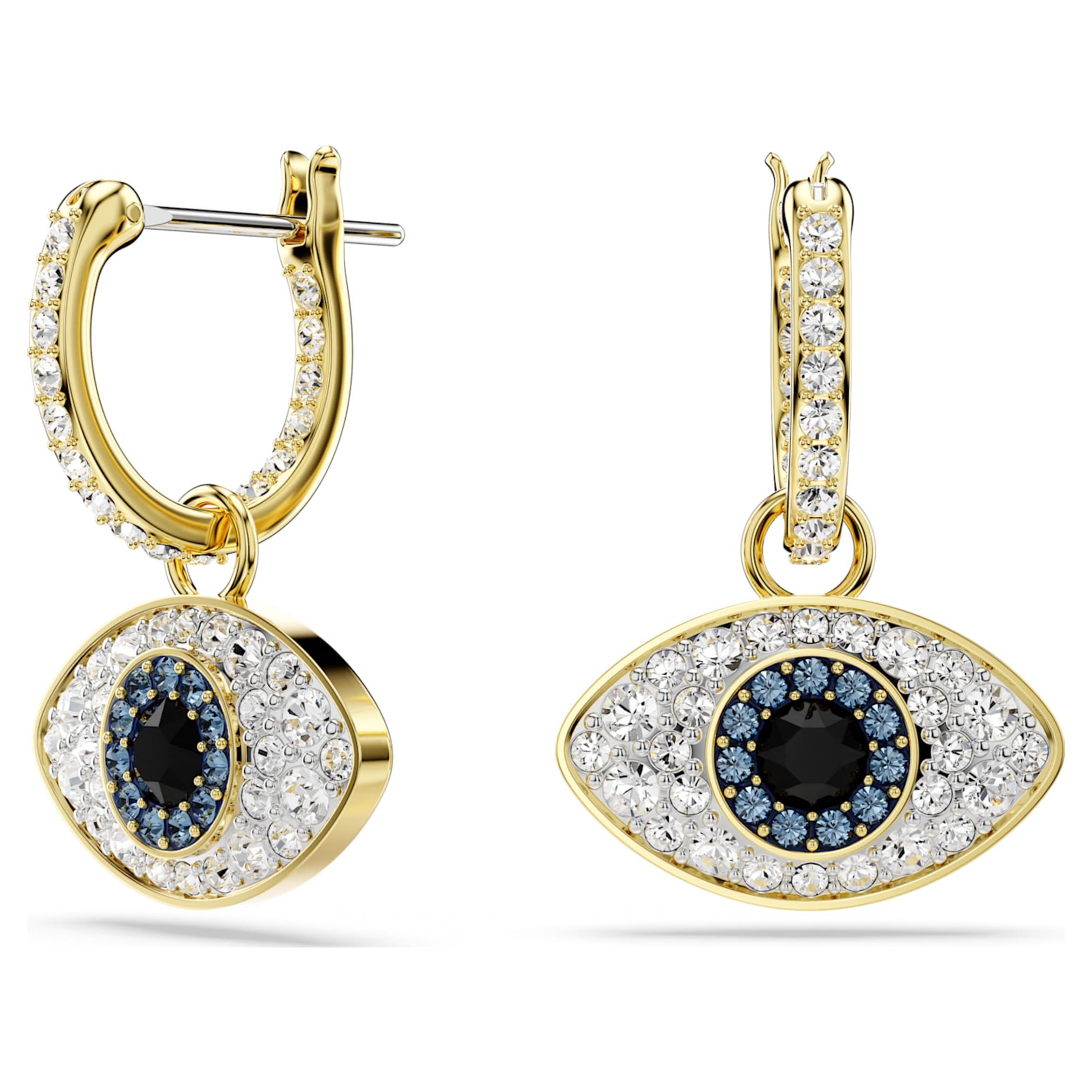 Swarovski Symbolica drop earrings Evil eye, Blue, 18K gold finish