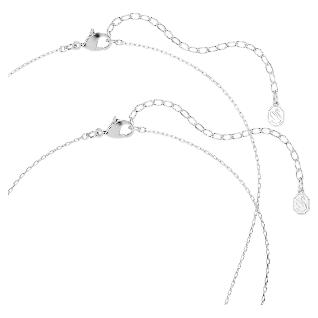 Swarovski Symbolica necklace Round cut, Moon, Blue, Rhodium plated