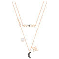 Swarovski Symbolica necklace Round cut, Moon, Blue, Rhodium plated