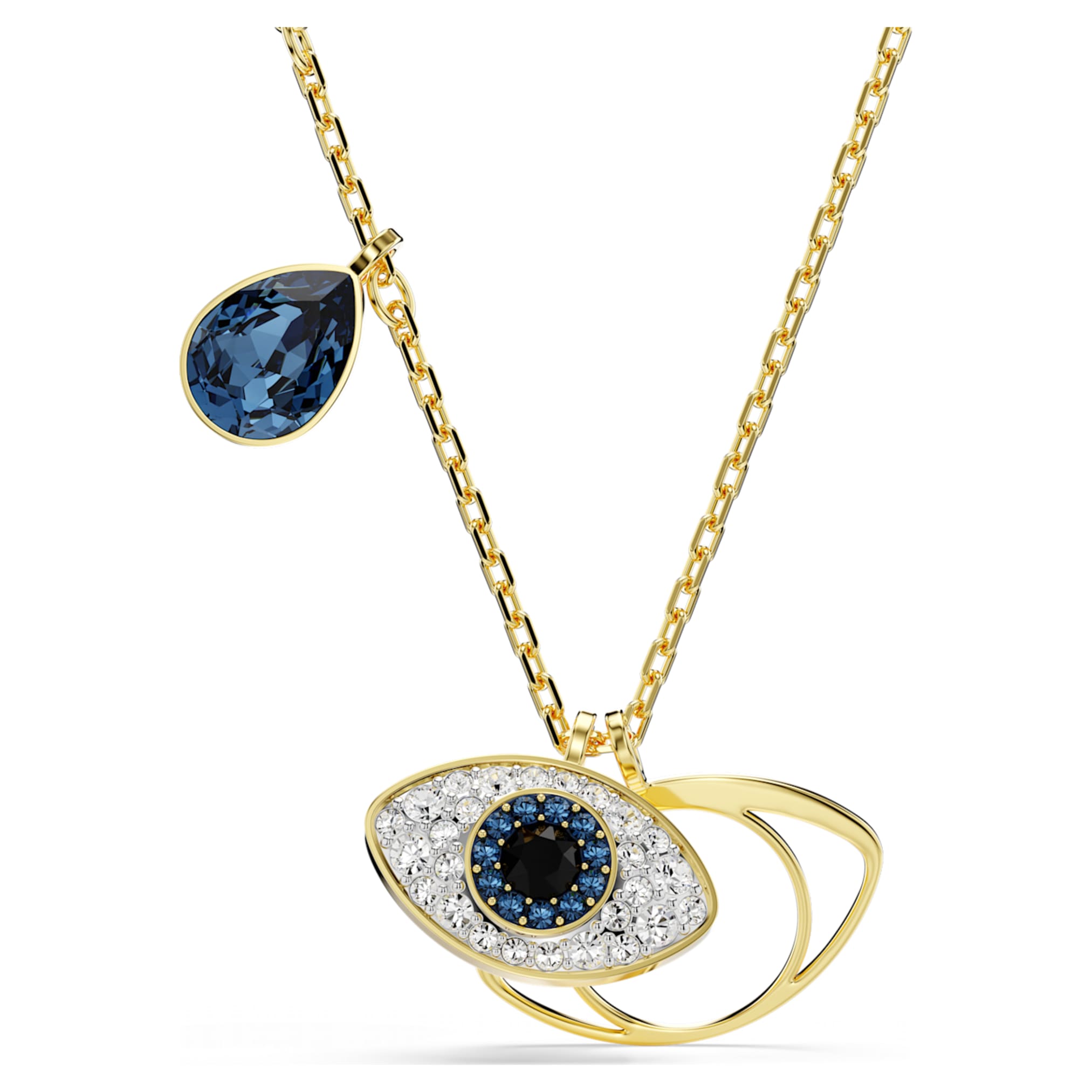 Swarovski Symbolica pendant Evil eye, Blue, 18K gold finish