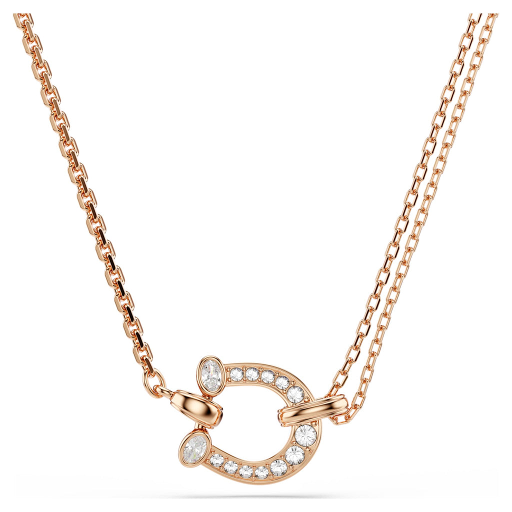Swarovski Symbolica pendant Pavé, Horse shoe, White, 18K rose gold finish