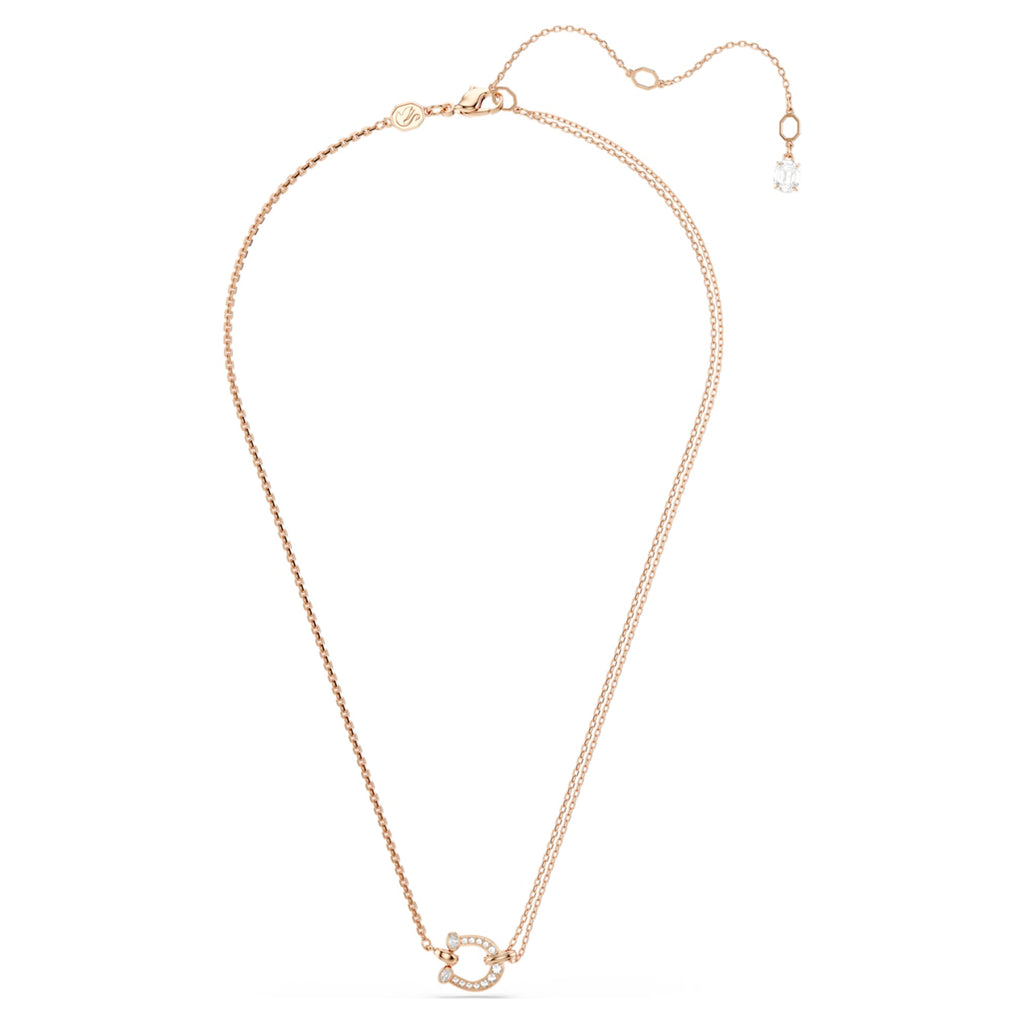Swarovski Symbolica pendant Pavé, Horse shoe, White, 18K rose gold finish