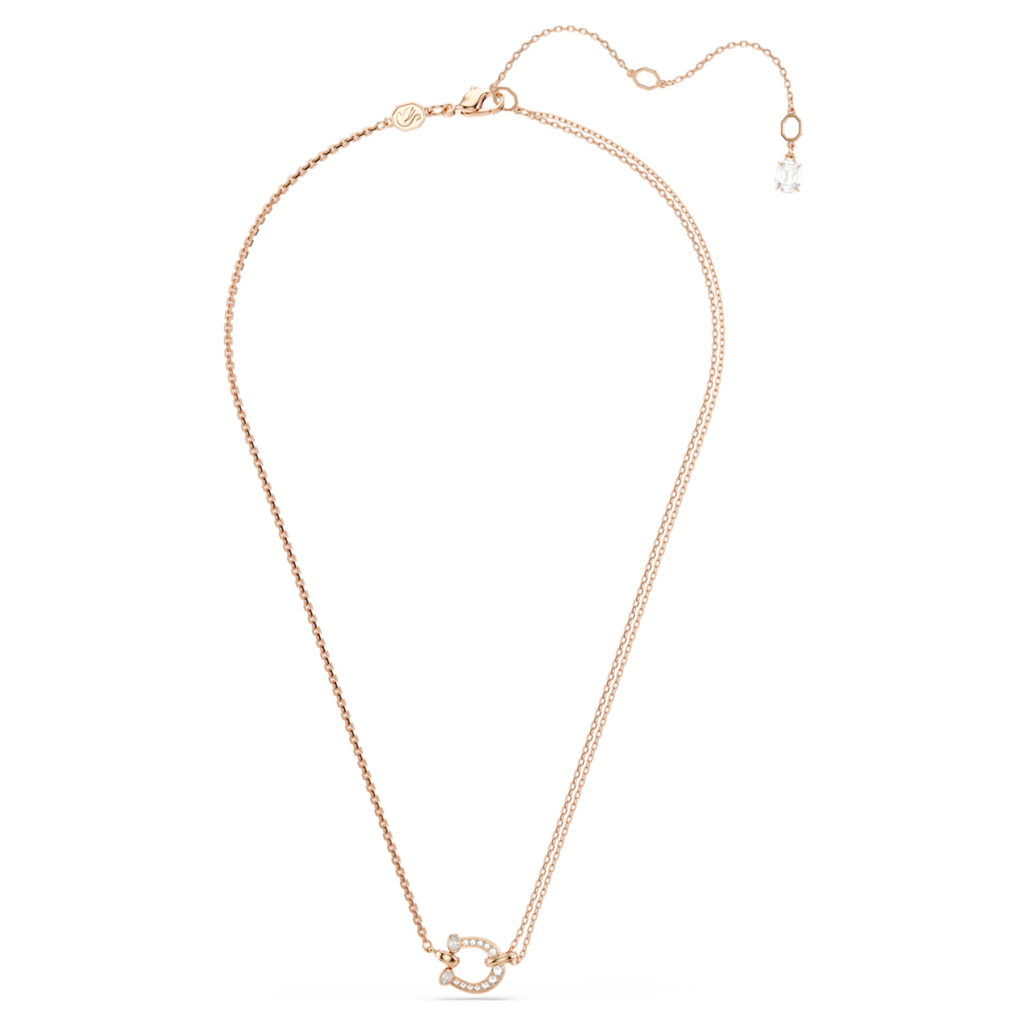 Swarovski Symbolica pendant Pavé, Horse shoe, White, 18K rose gold finish