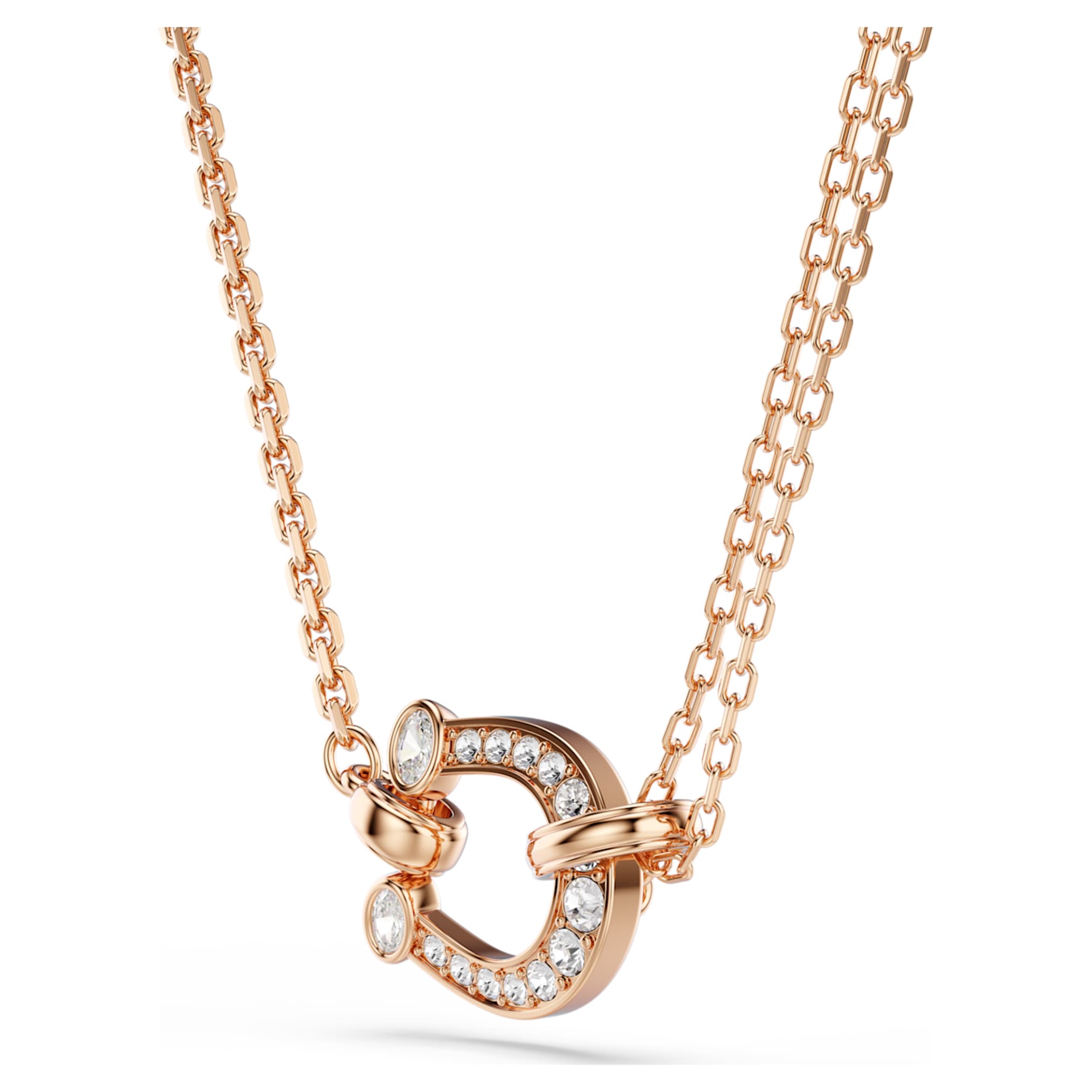 Swarovski Symbolica pendant Pavé, Horse shoe, White, 18K rose gold finish