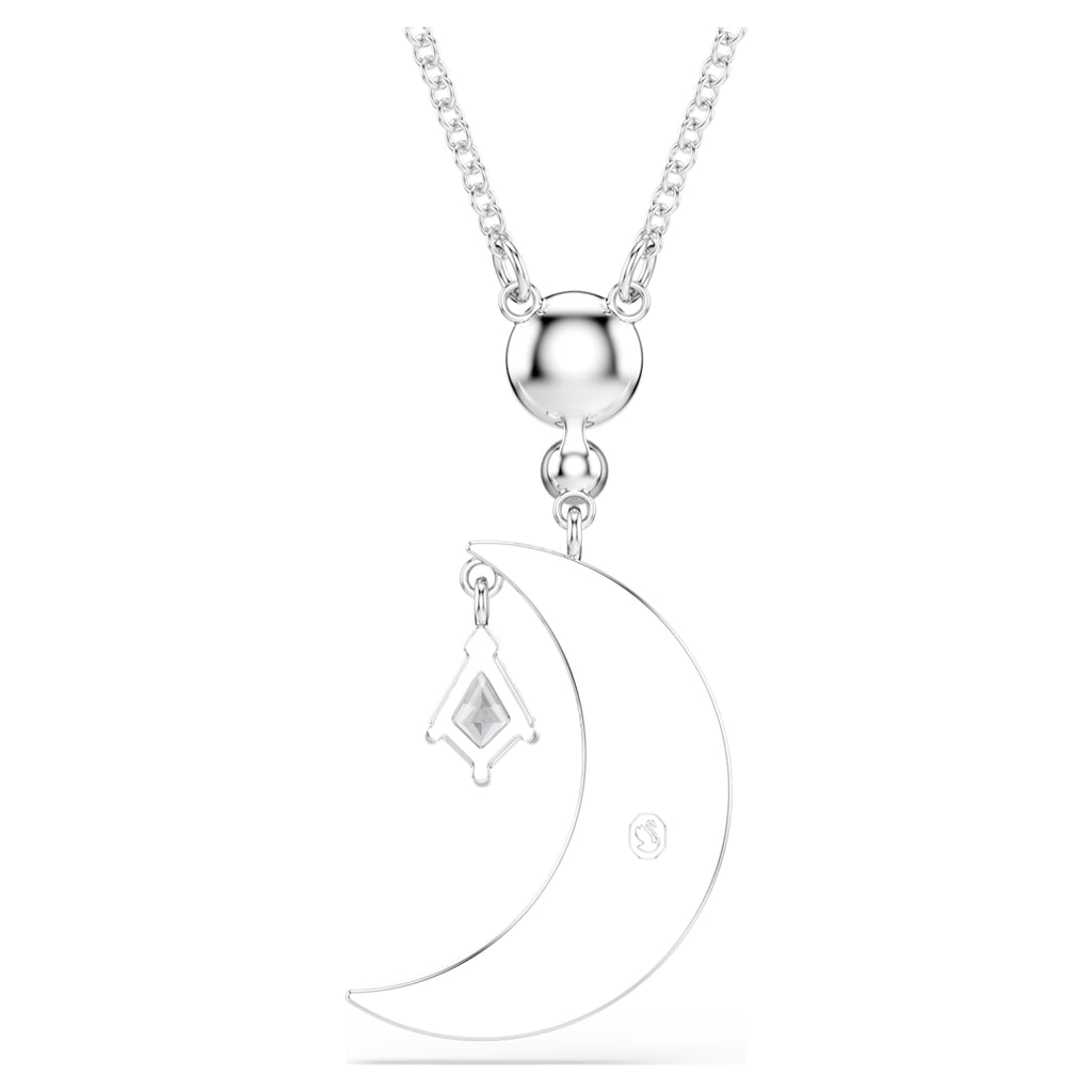 Swarovski Symbolica pendant Round cut, Moon, Blue, Rhodium plated