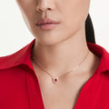 Swarovski Symbolica pendant Round cut, Pavé, Horse shoe, Red, 18K rose gold finish