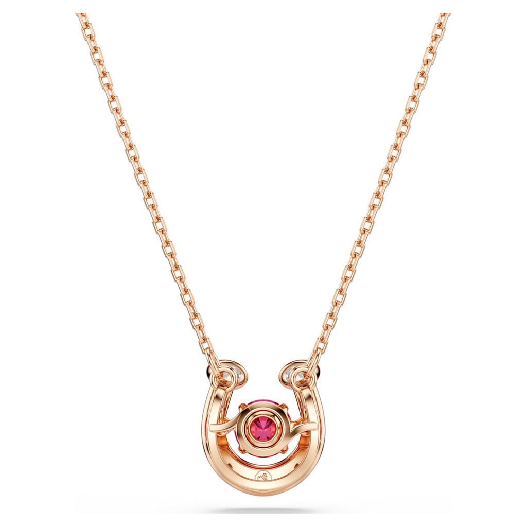 Swarovski Symbolica pendant Round cut, Pavé, Horse shoe, Red, 18K rose gold finish