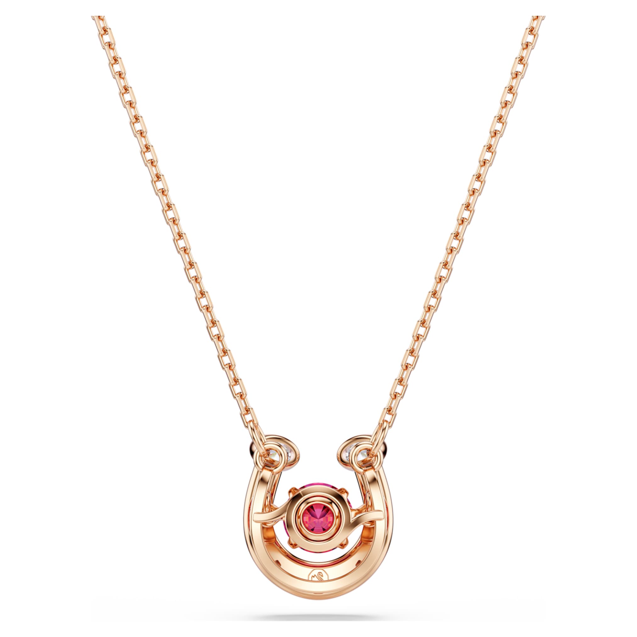 Swarovski Symbolica pendant Round cut, Pavé, Horse shoe, Red, 18K rose gold finish