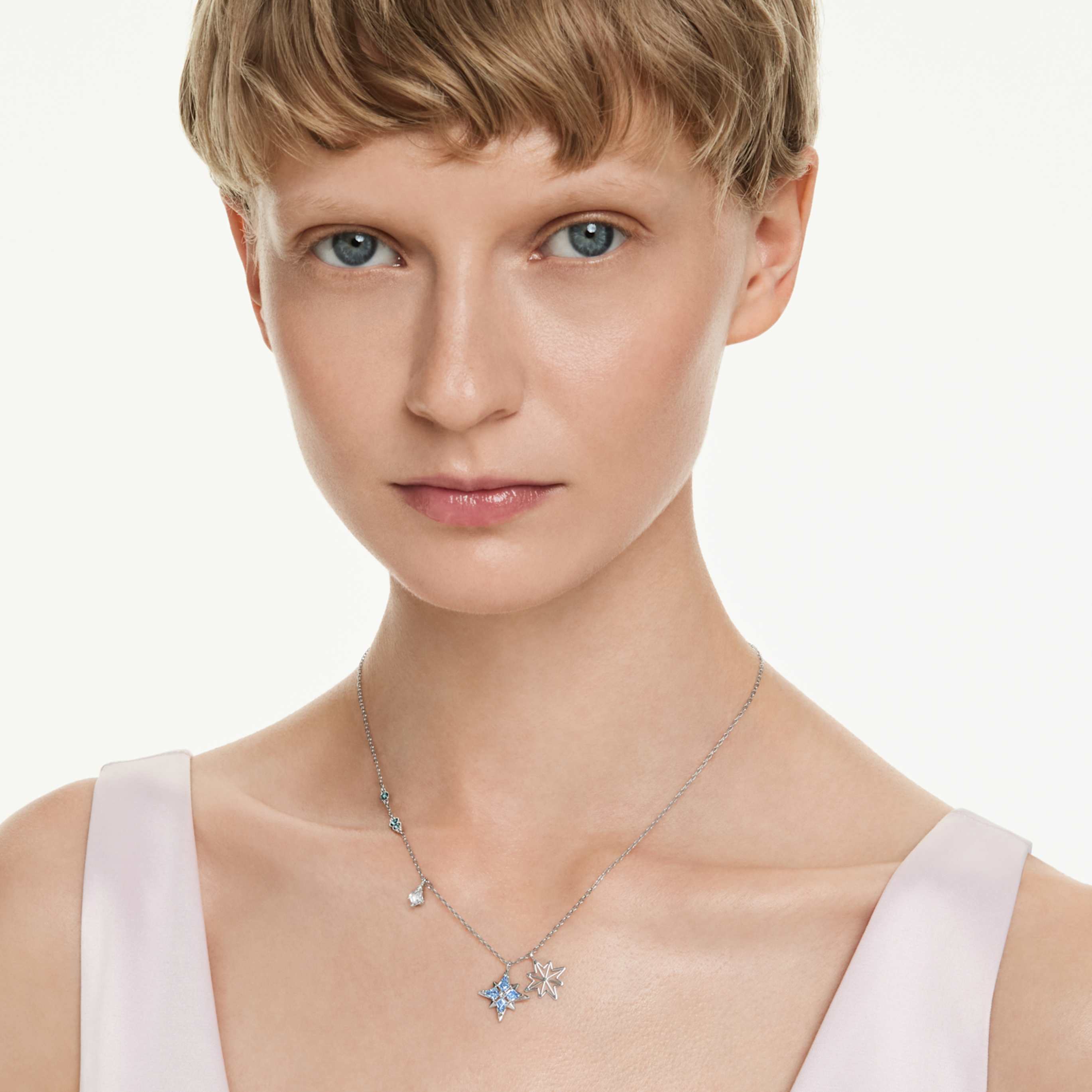 Swarovski Symbolica pendant Star, Blue, Rhodium plated