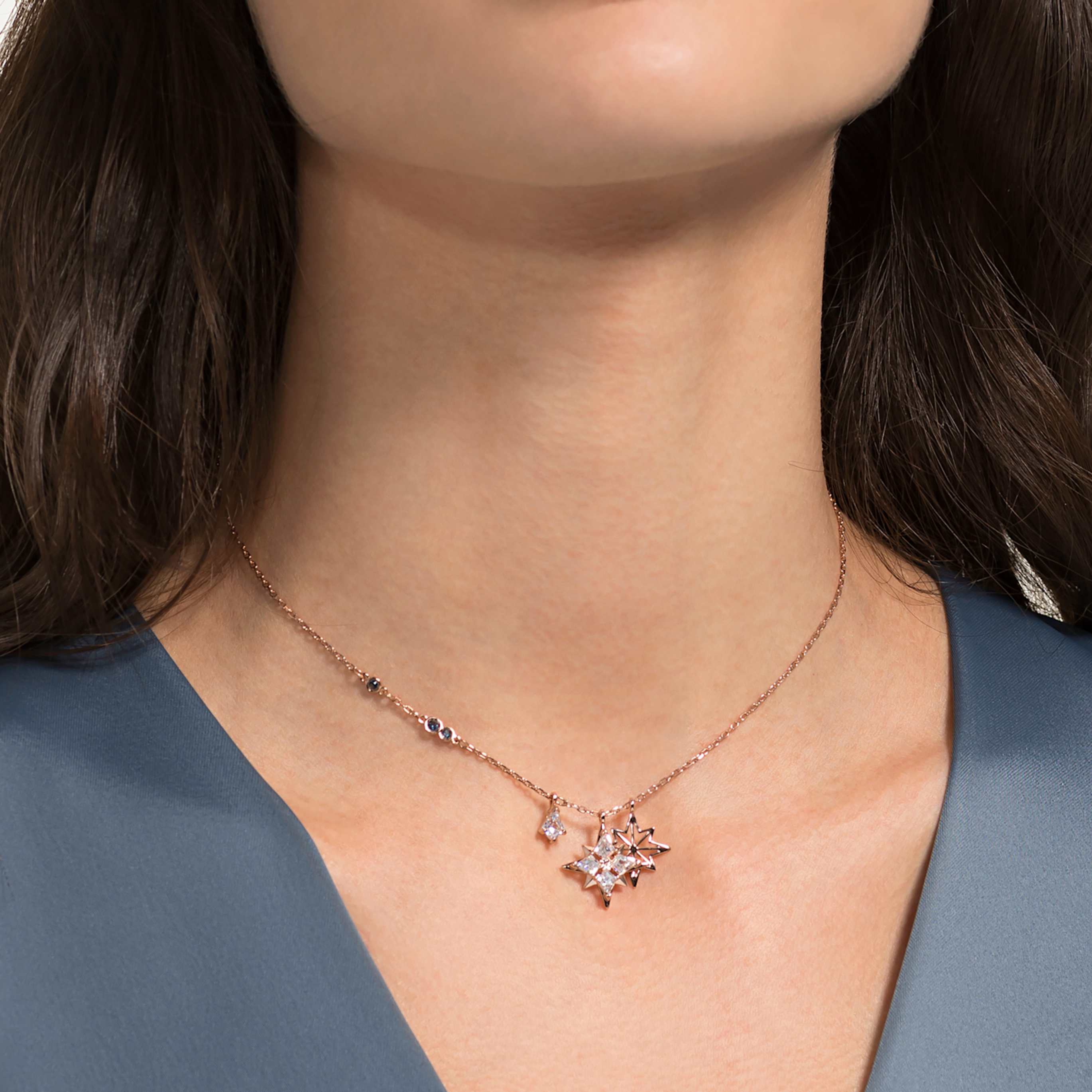 Swarovski Symbolica pendant Star, Blue, Rhodium plated