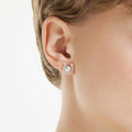 Swarovski Symbolica stud earrings Crystal pearl, Pavé, Horse shoe, White, 18K rose gold finish