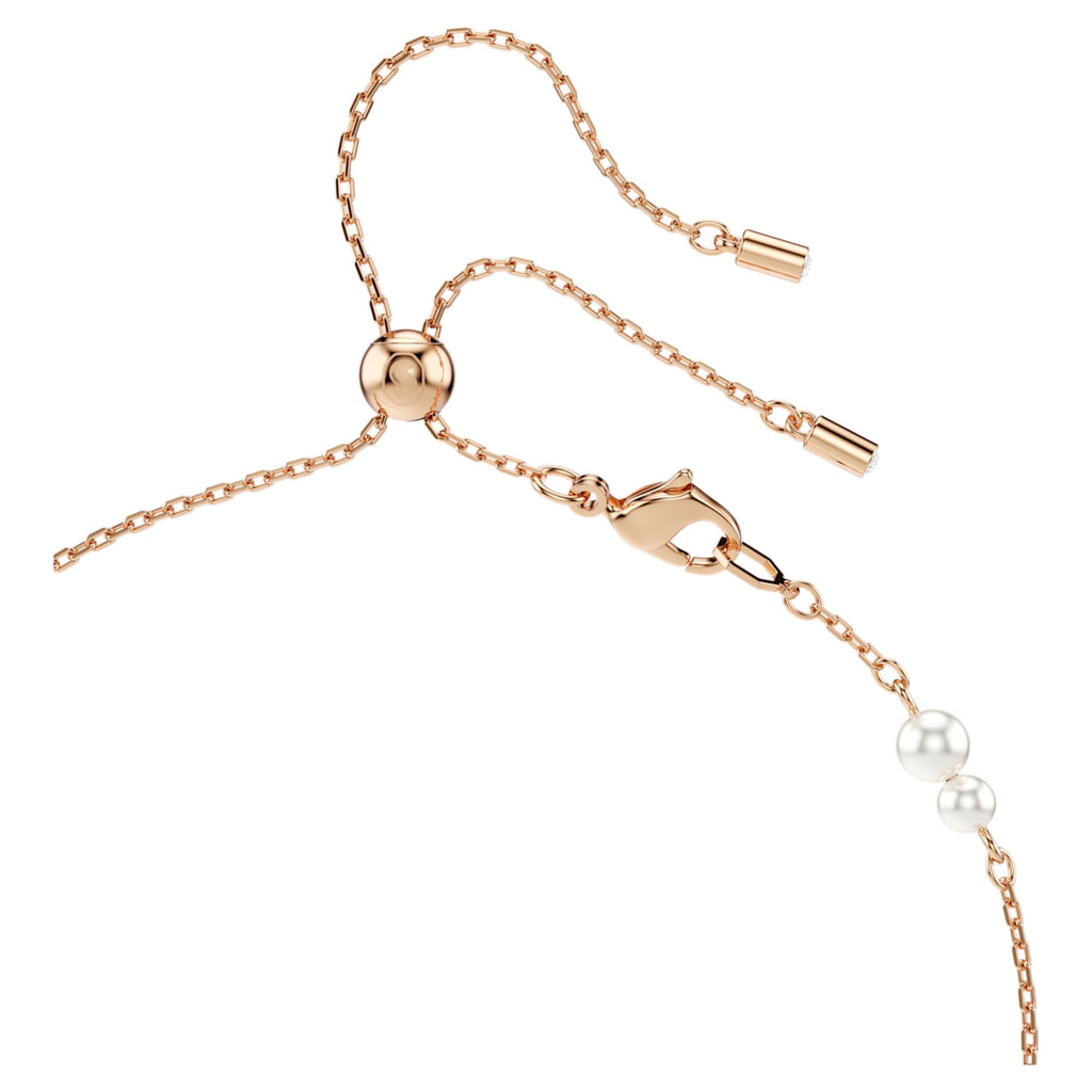 Swarovski Symbolica y necklace Crystal pearl, Pavé, Horse shoe, White, 18K rose gold finish