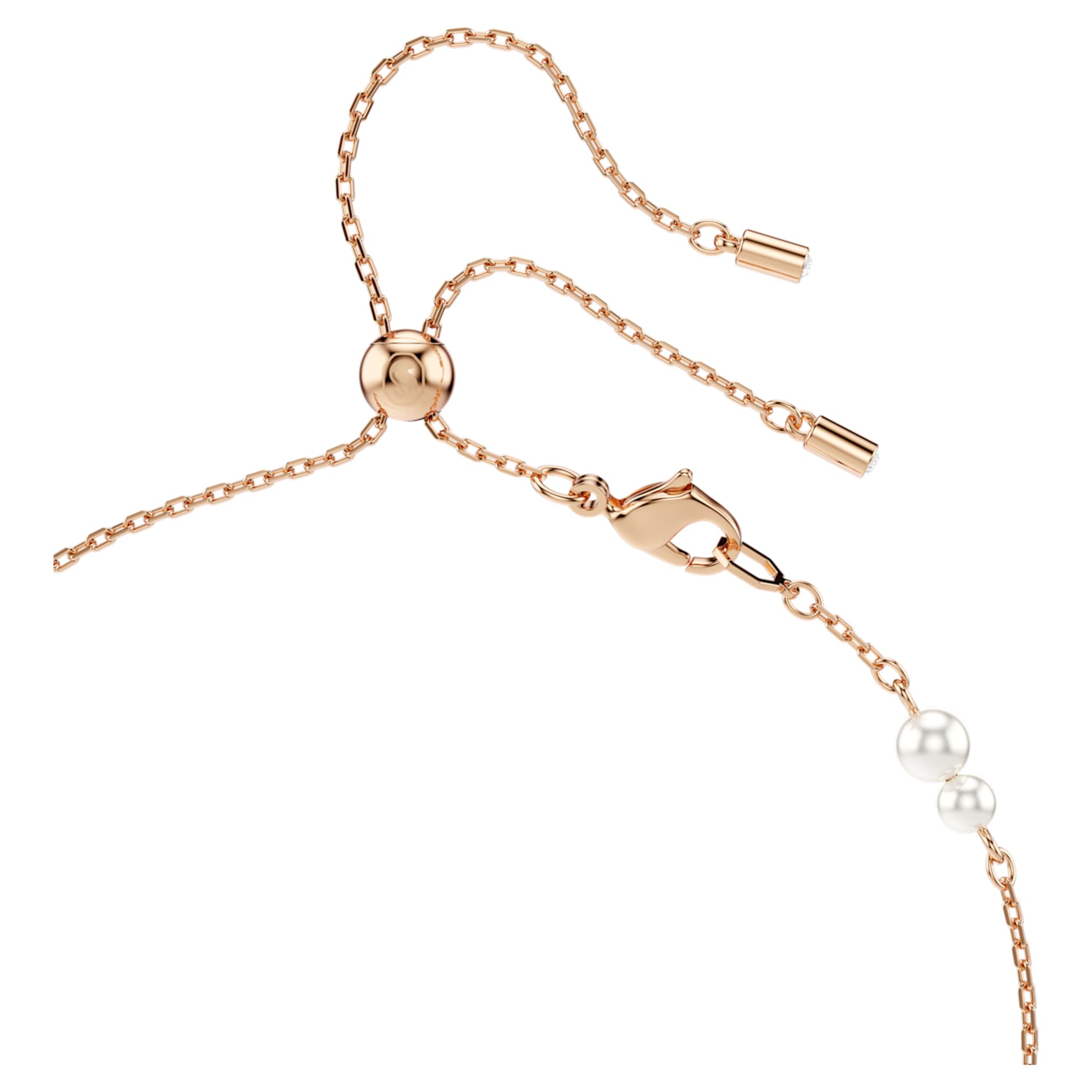Swarovski Symbolica y necklace Crystal pearl, Pavé, Horse shoe, White, 18K rose gold finish