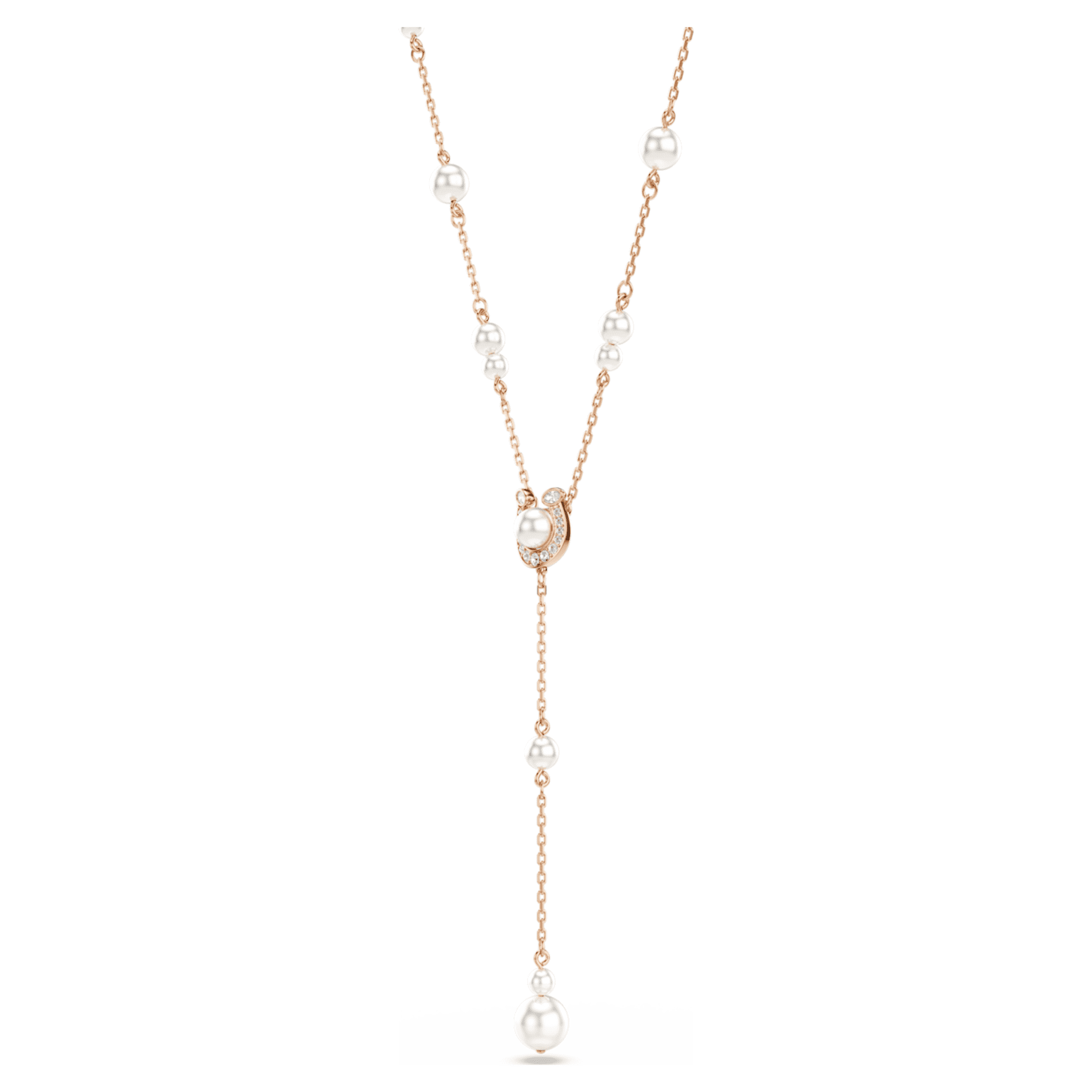 Swarovski Symbolica y necklace Crystal pearl, Pavé, Horse shoe, White, 18K rose gold finish