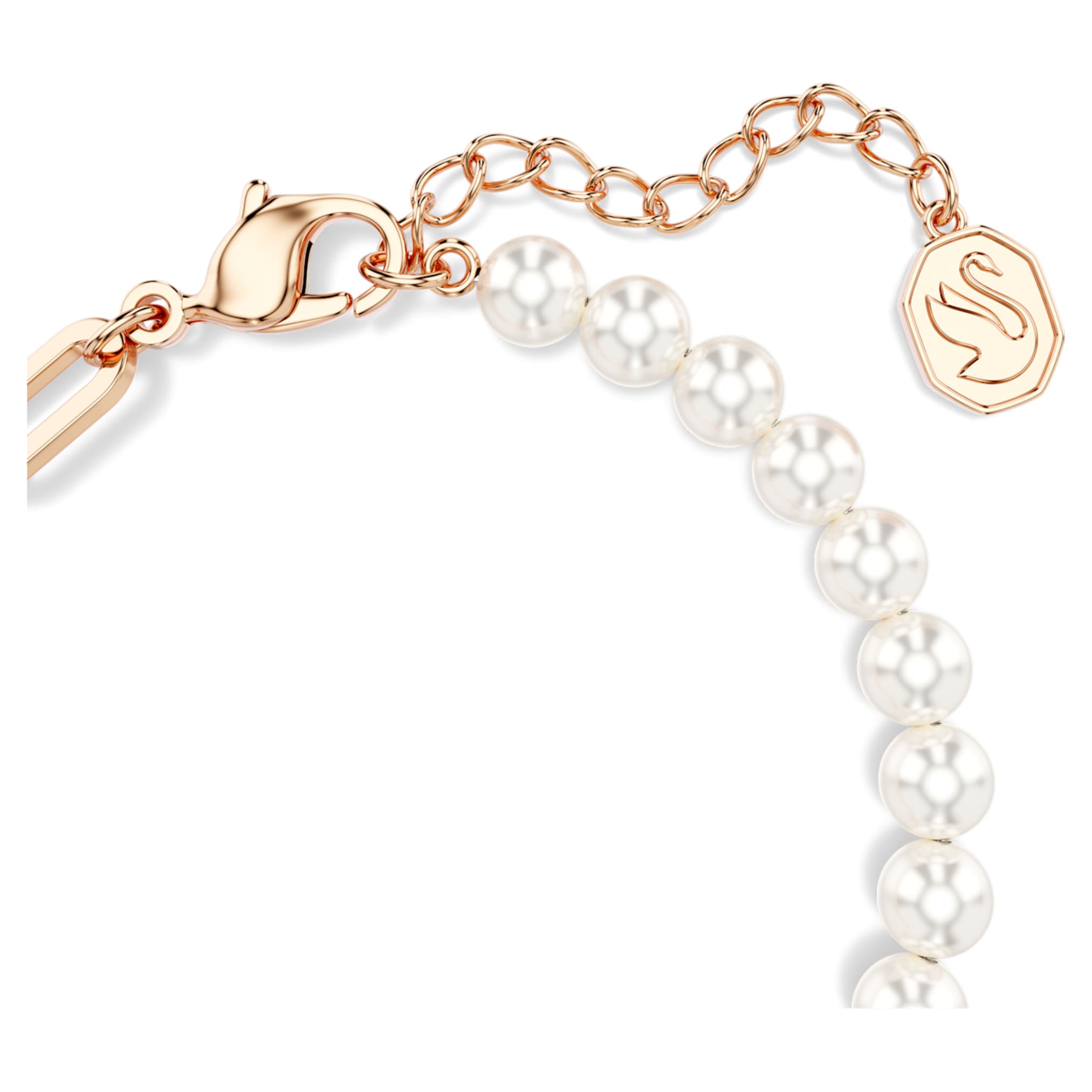 Swarovski Teddy bracelet Crystal pearl, Bear, Pink, 18K rose gold finish