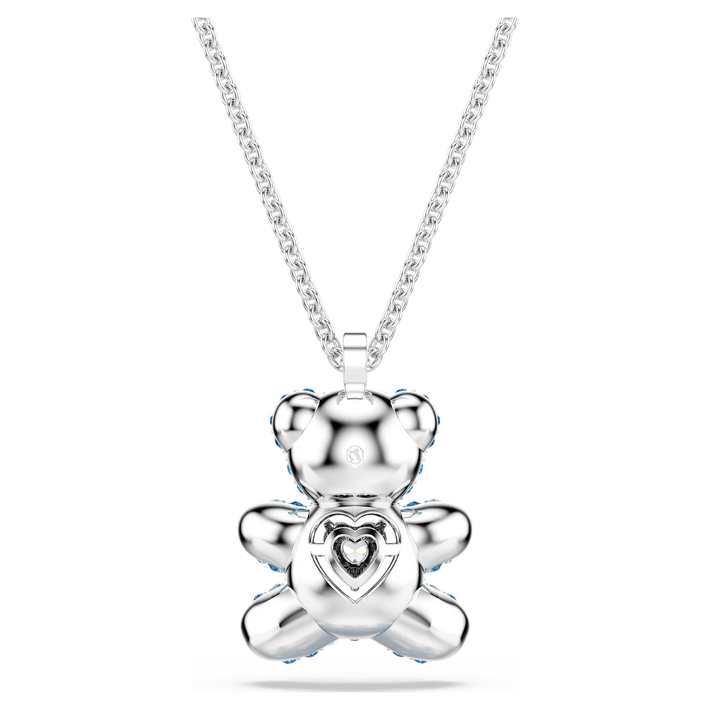 Swarovski Teddy pendant Bear, Blue, Rhodium plated