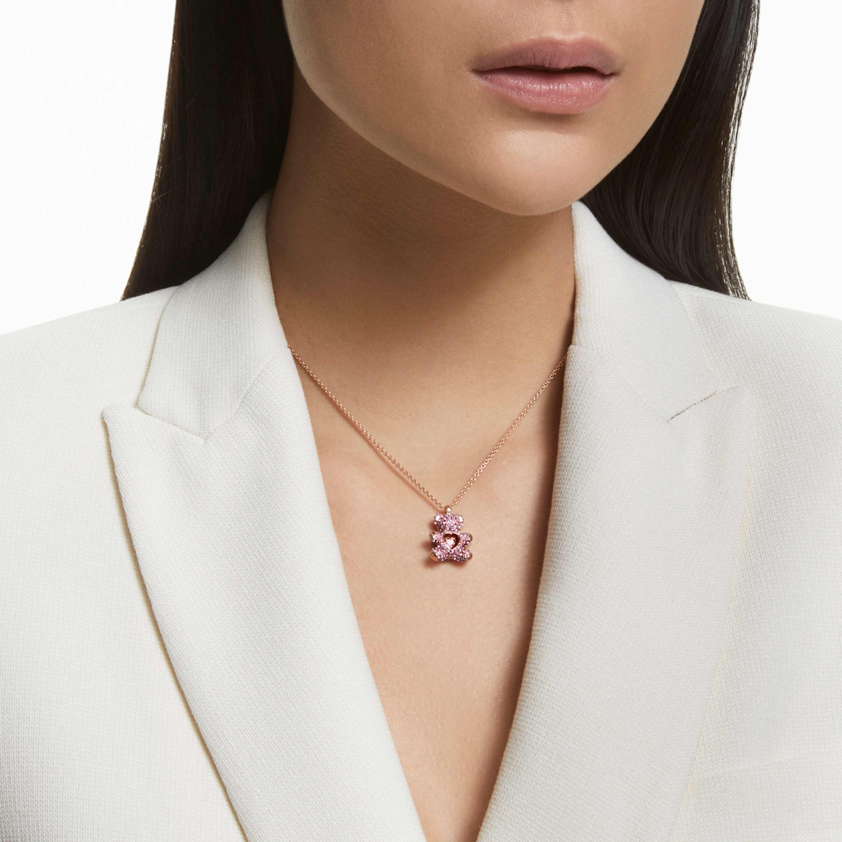 Swarovski Teddy pendant Bear, Pink, 18K rose gold finish