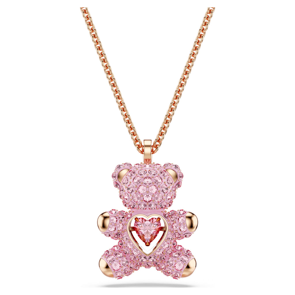 Swarovski Teddy pendant Bear, Pink, 18K rose gold finish