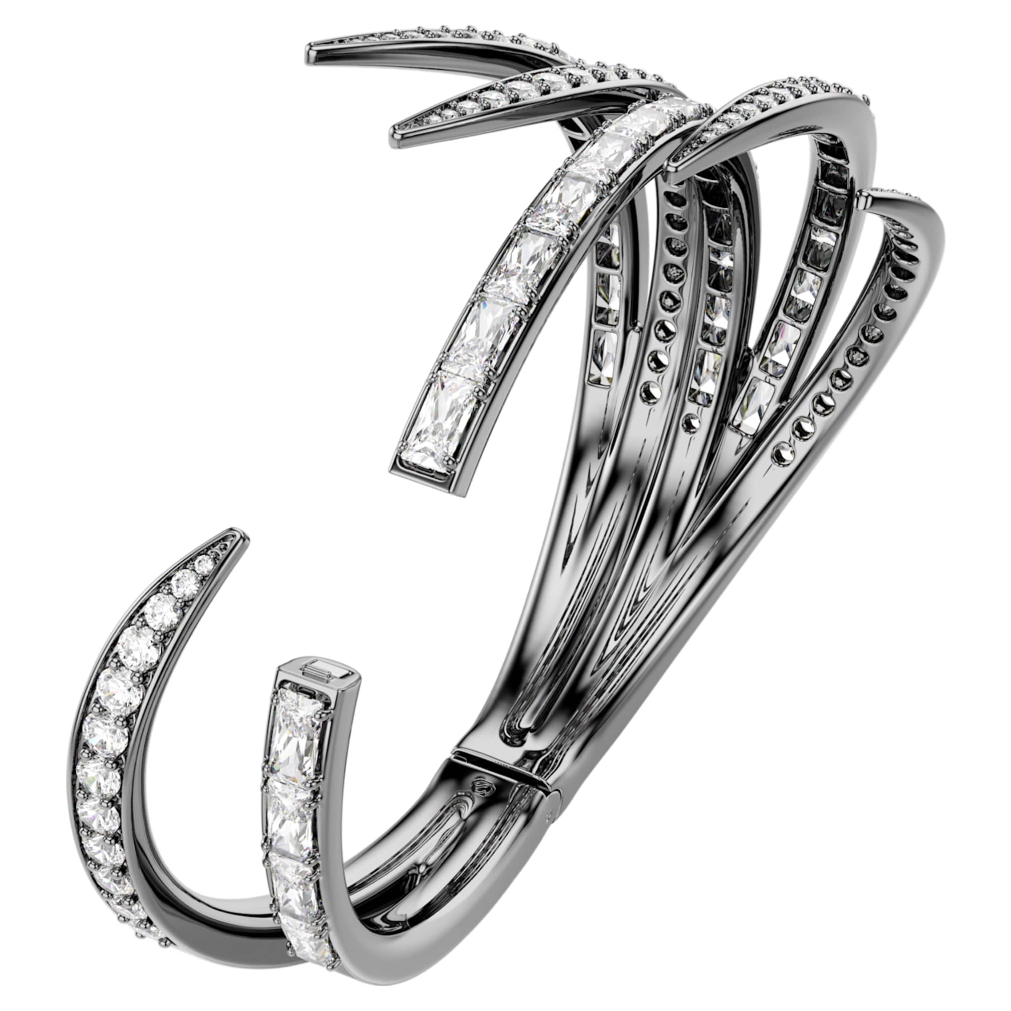 Swarovski The Vienna Collection bangle Feather, White, Ruthenium plated