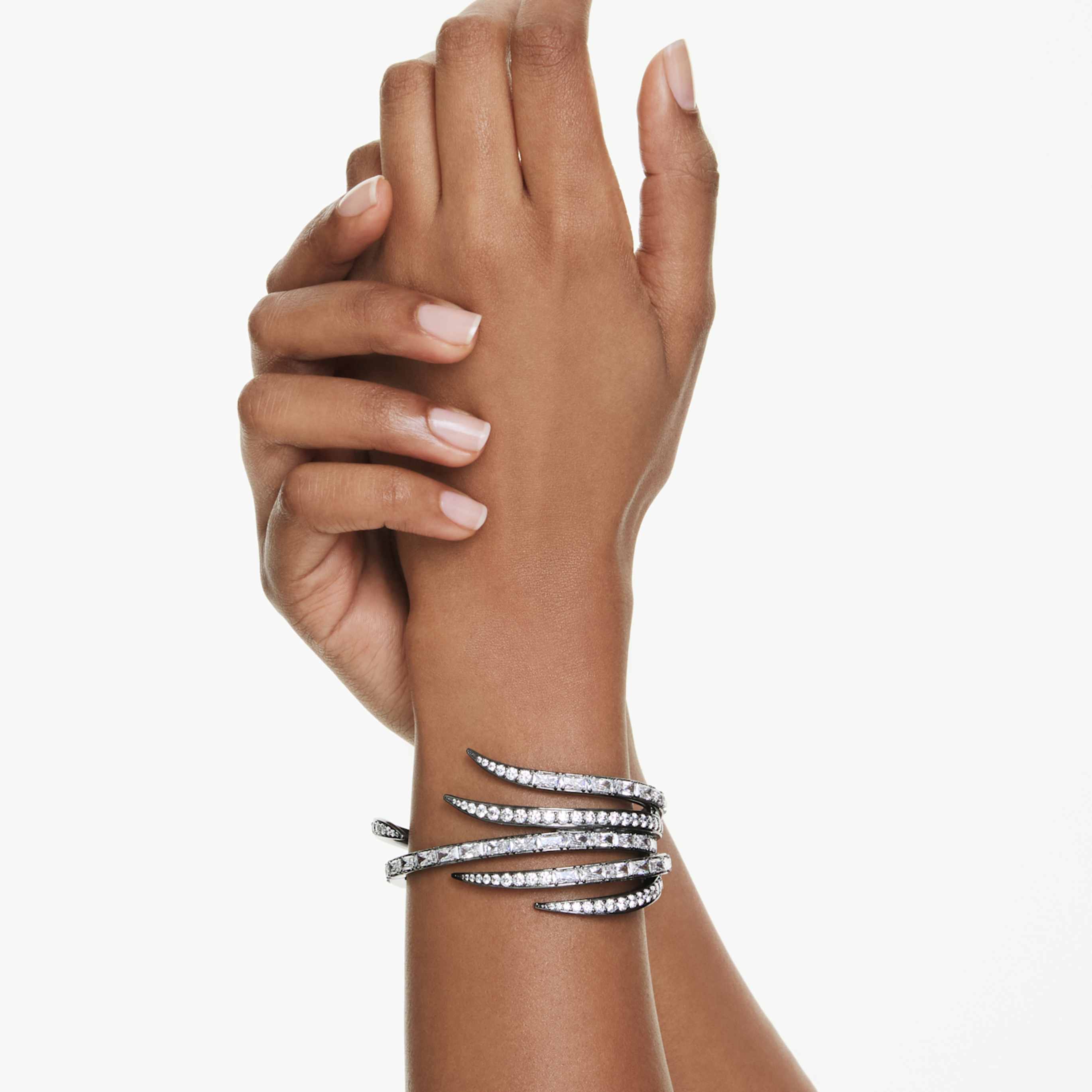 Swarovski Vienna bangle Mixed cuts, White, Rhodium plated