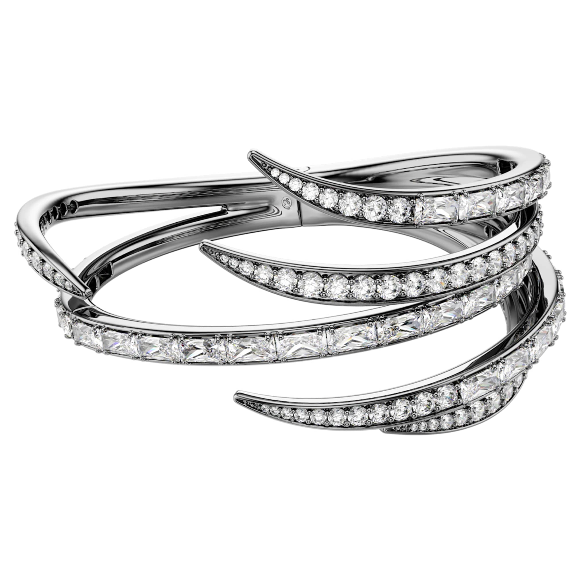 Swarovski The Vienna Collection bangle Feather, White, Ruthenium plated