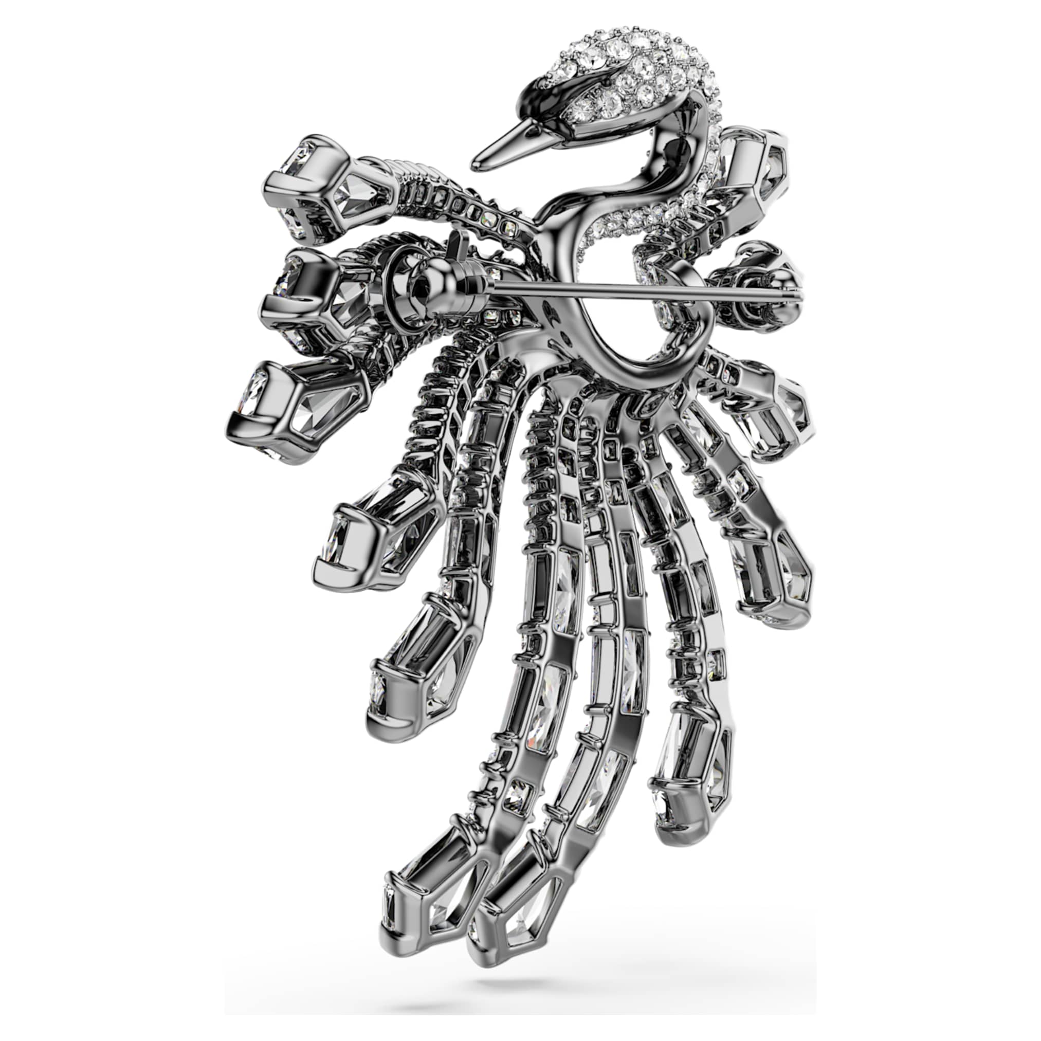 Swarovski The Vienna Collection brooch Swan, White, Ruthenium plated