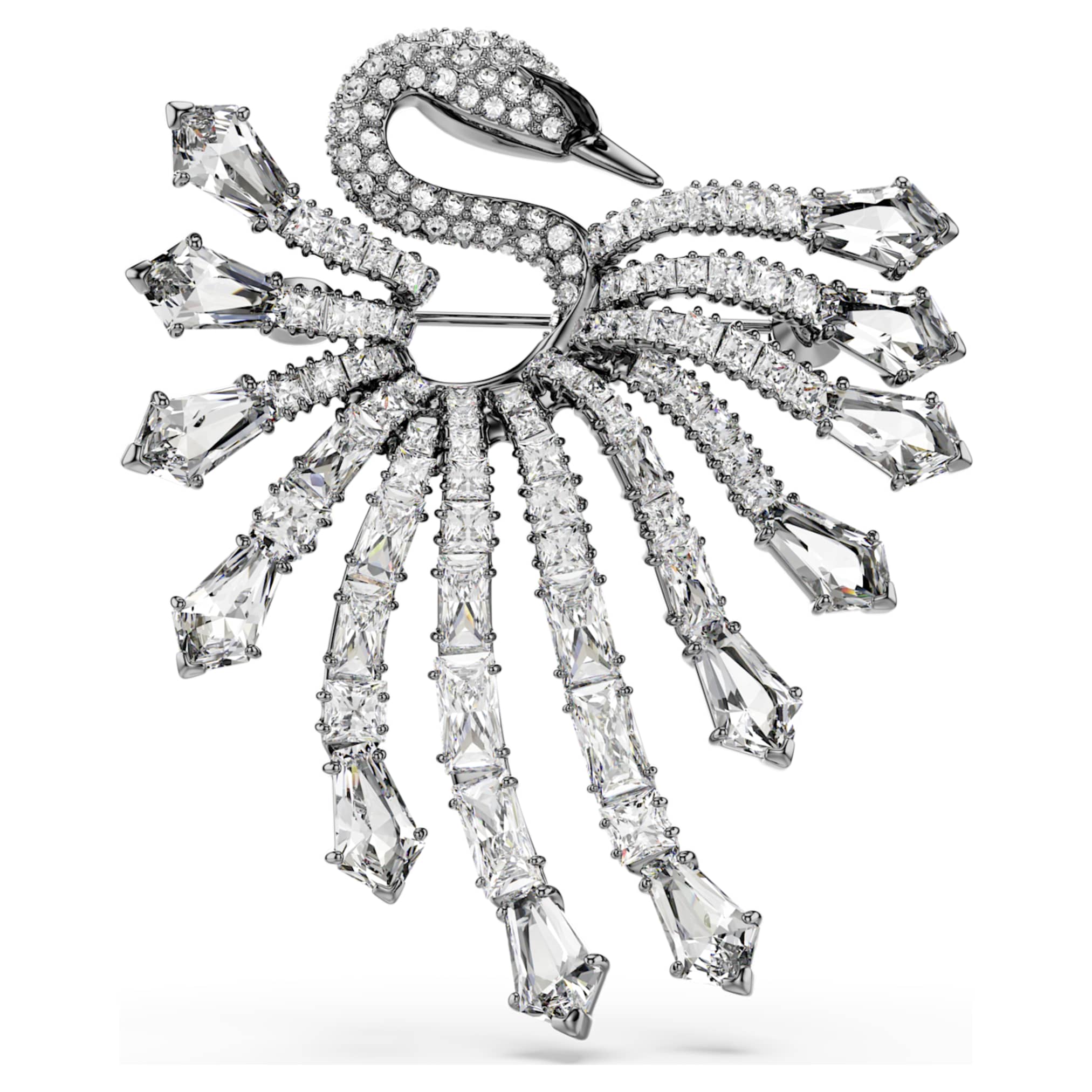 Swarovski The Vienna Collection brooch Swan, White, Ruthenium plated