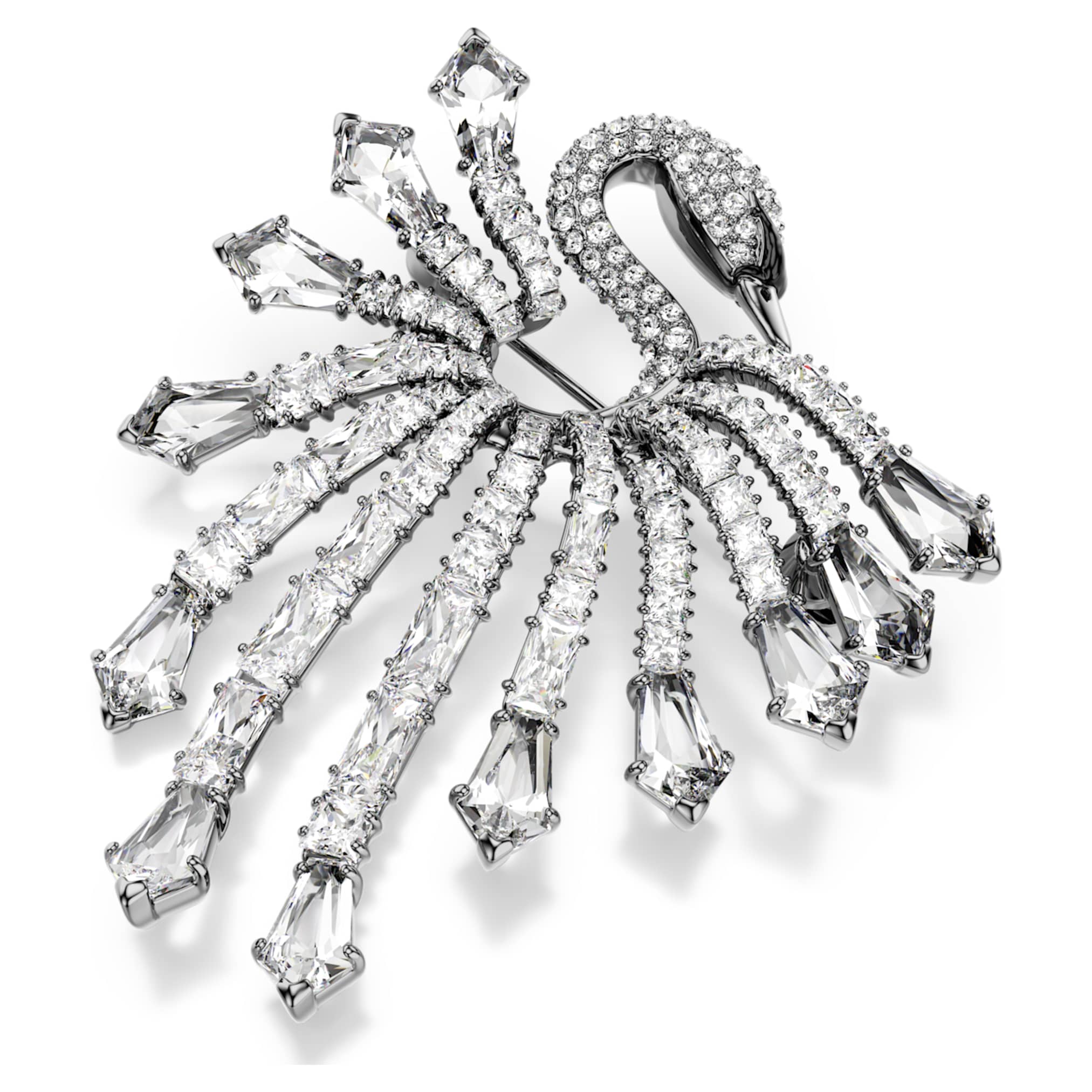 Swarovski The Vienna Collection brooch Swan, White, Ruthenium plated