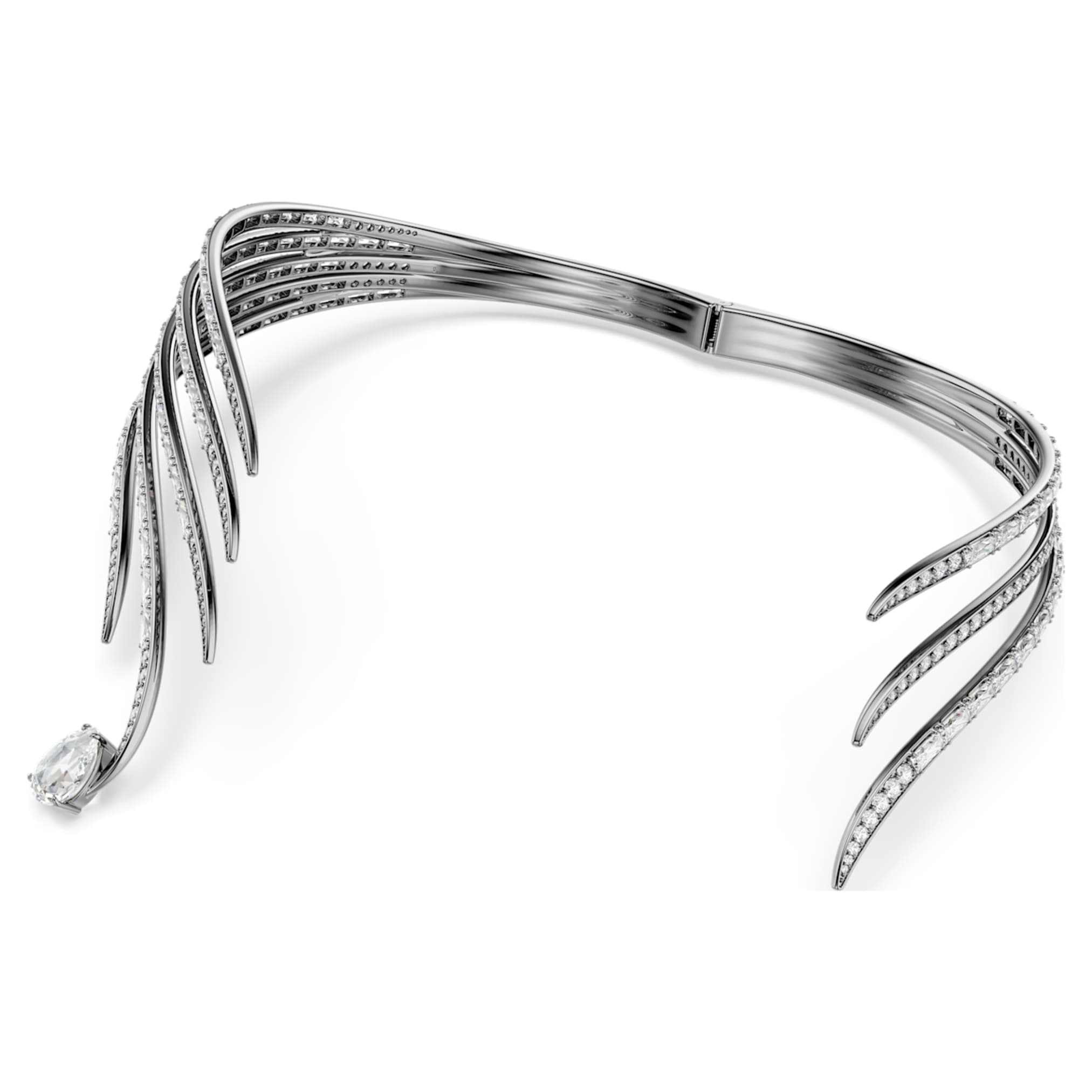 Swarovski The Vienna Collection choker Feather, White, Ruthenium plated