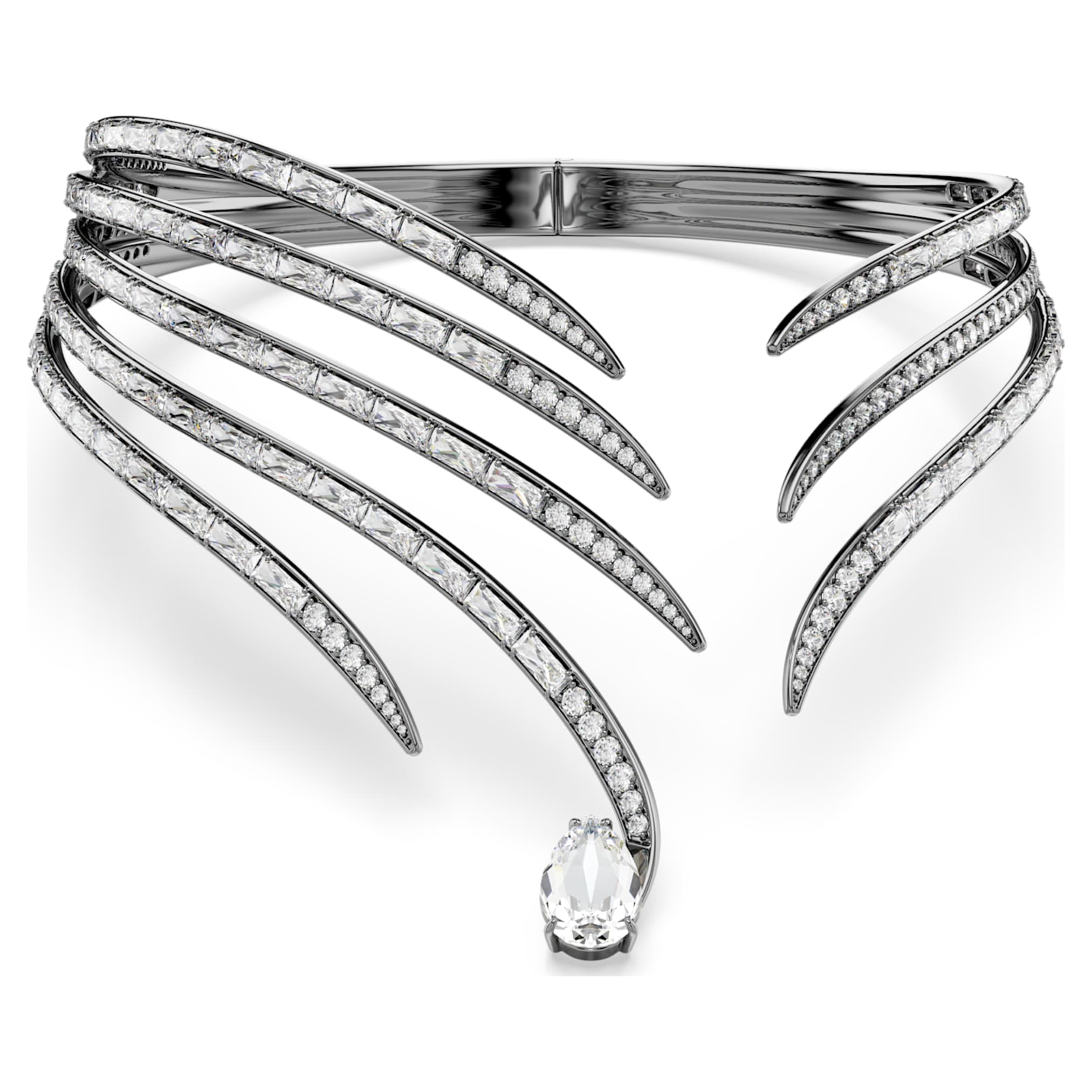 Swarovski The Vienna Collection choker Feather, White, Ruthenium plated