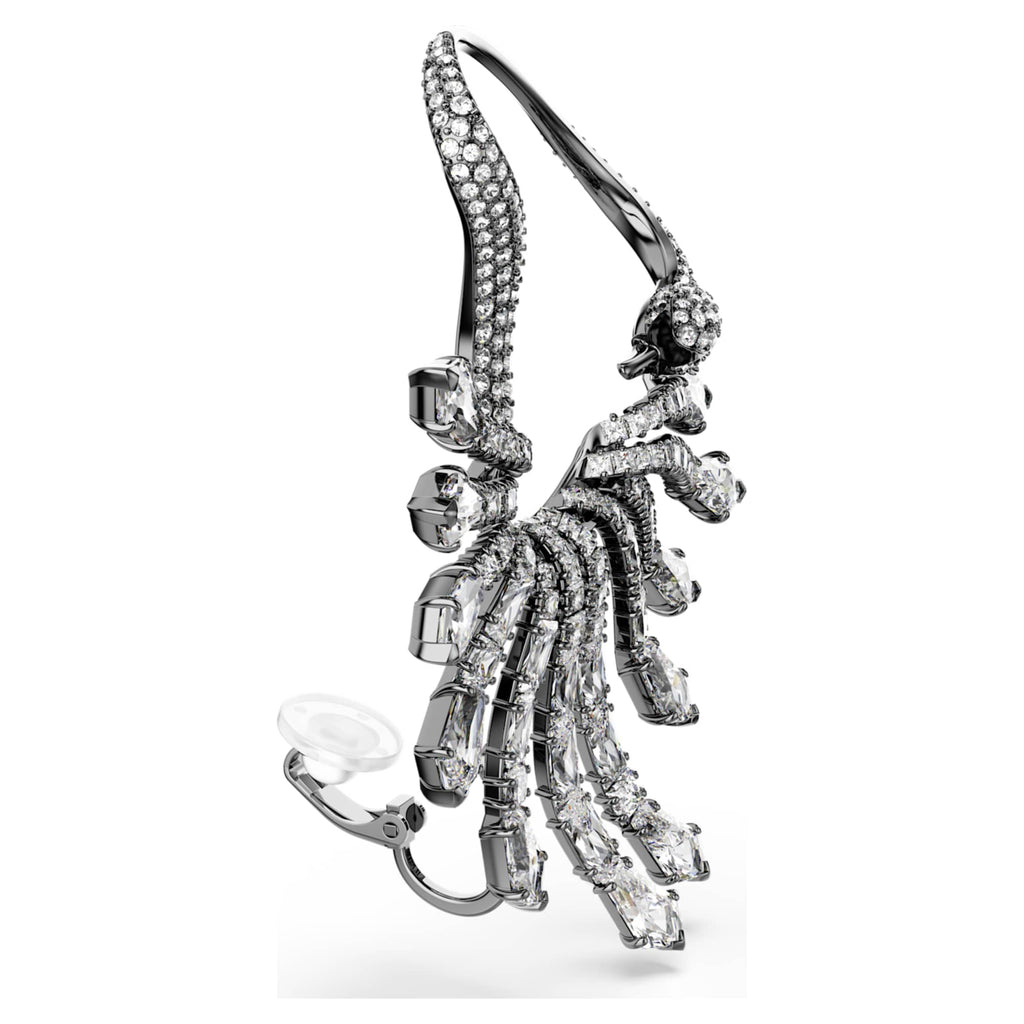 Swarovski The Vienna Collection ear cuff Swan, White, Ruthenium plated
